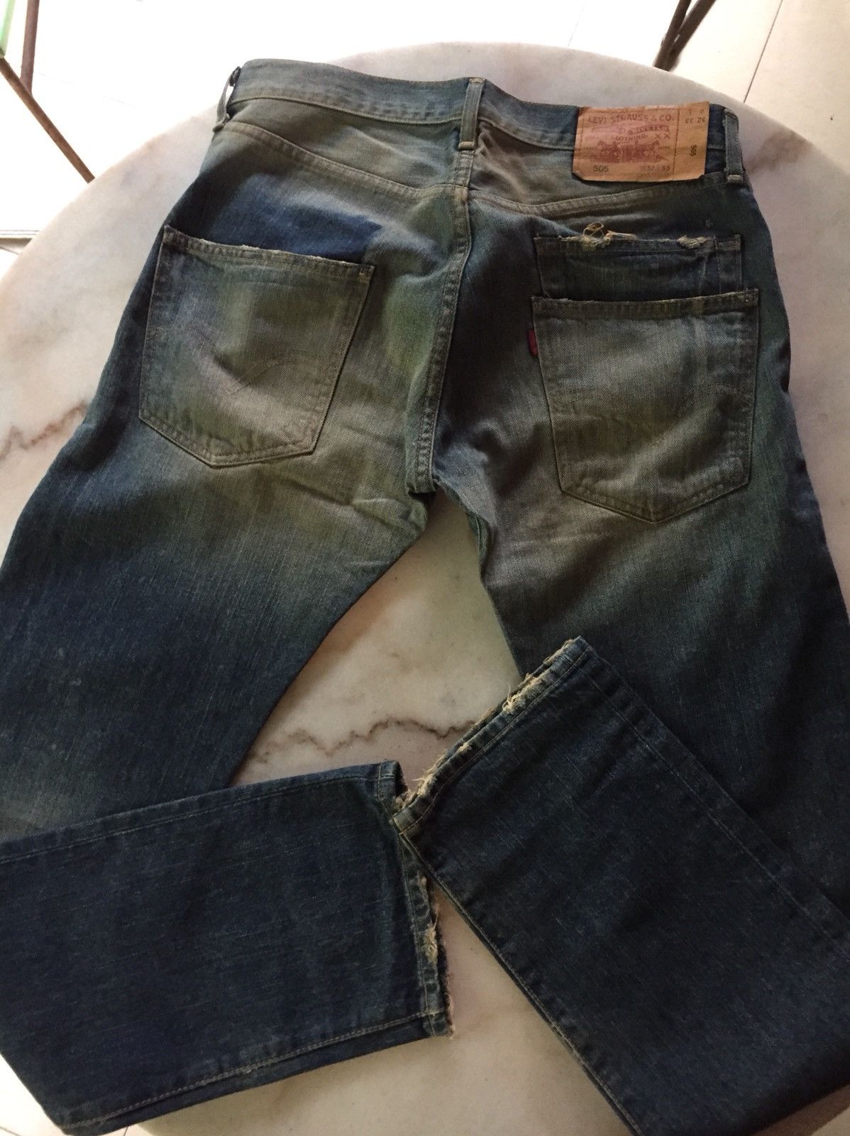 Vintage Levi's 505 Denim Jeans patchwork custom made desig