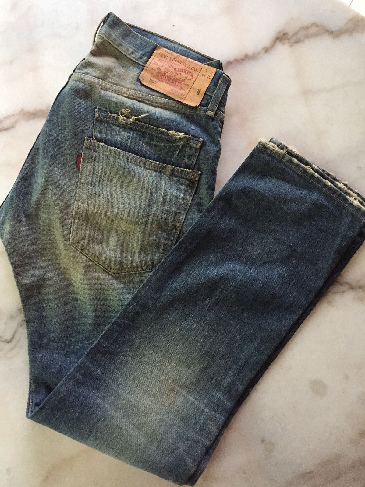 Vintage Levi's 505 Denim Jeans patchwork custom made desig