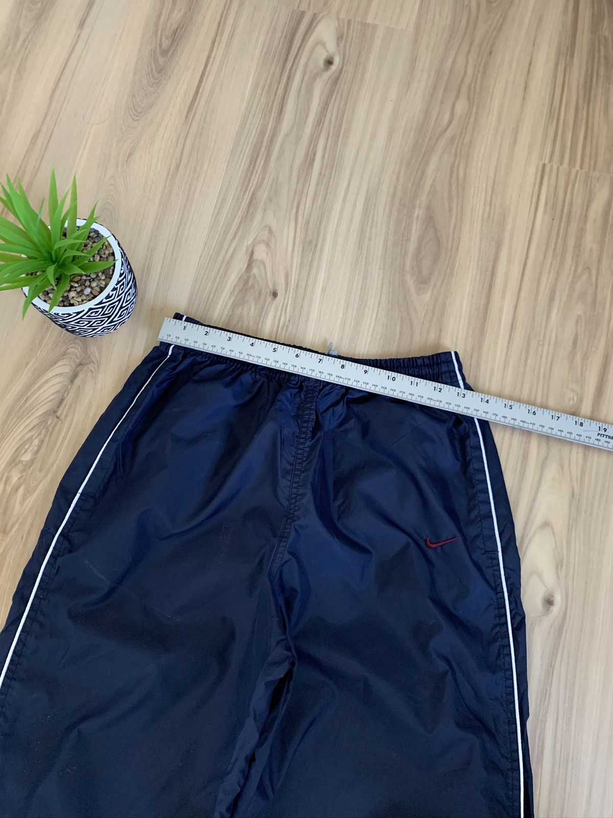 Nike × Vintage Nike Mini Swoosh Striped Track Pants Drill Sweatpants Navy Size US 30 / EU 46 - 5 Thumbnail