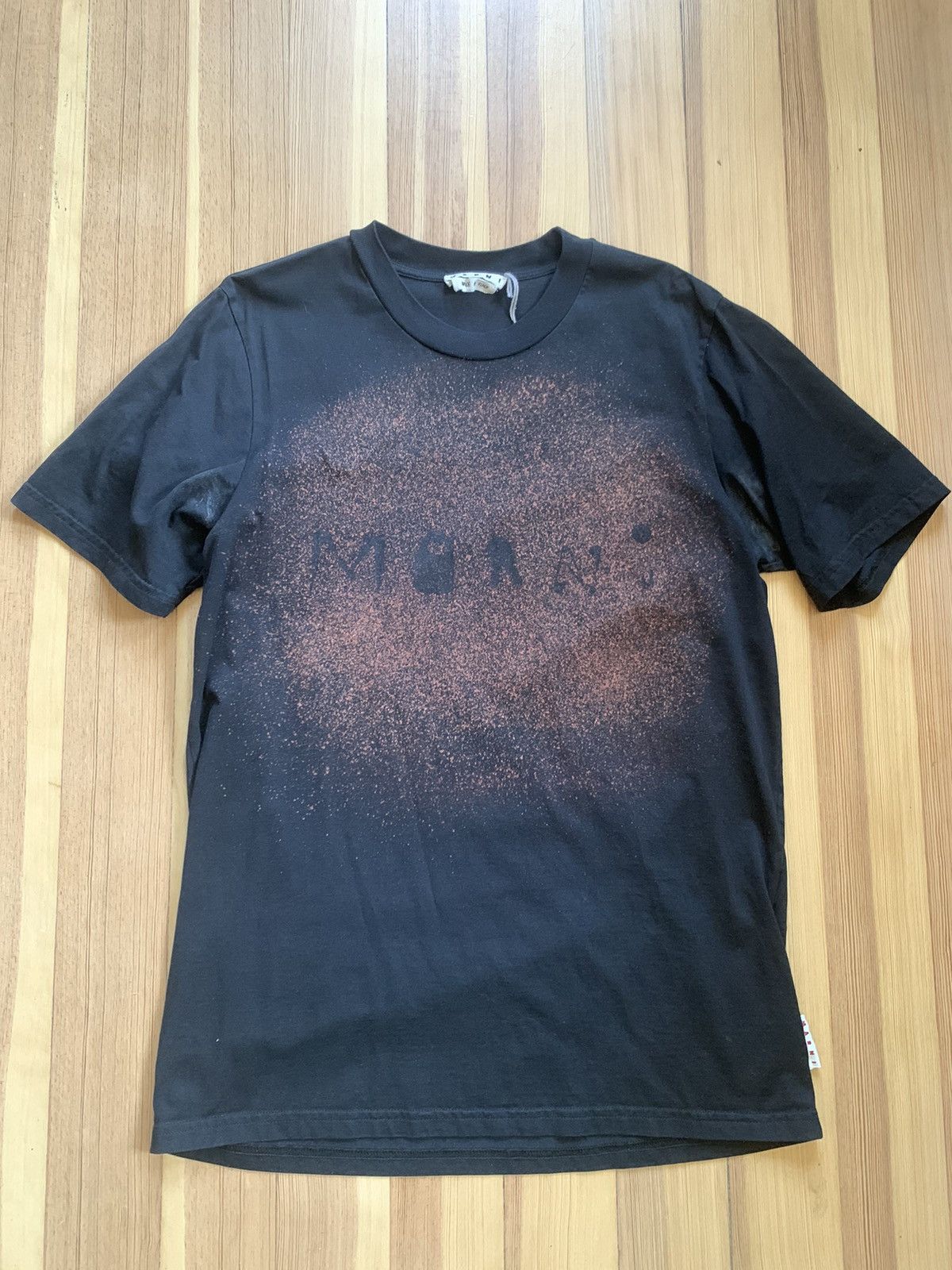 Pre-owned Marni Black Splatter Logo Tee