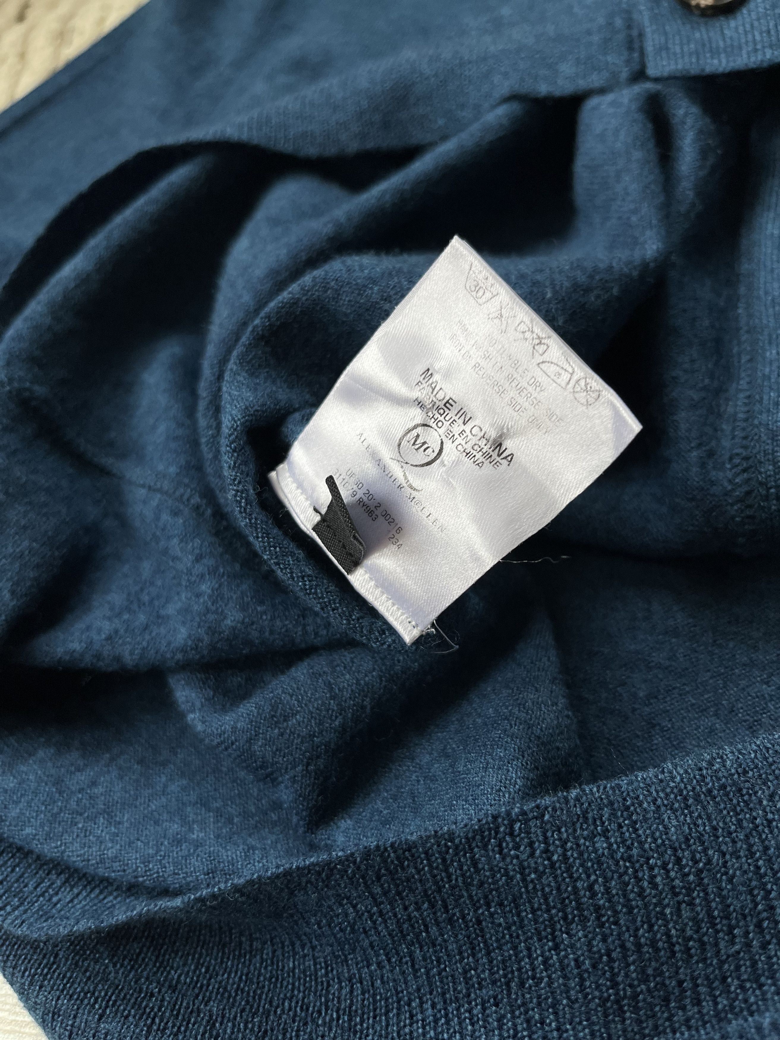 Alexander McQueen × MCQ Alexander McQueen Cardigan Blue Wool Embroidered Logo Size US L / EU 52-54 / 3 - 6 Thumbnail