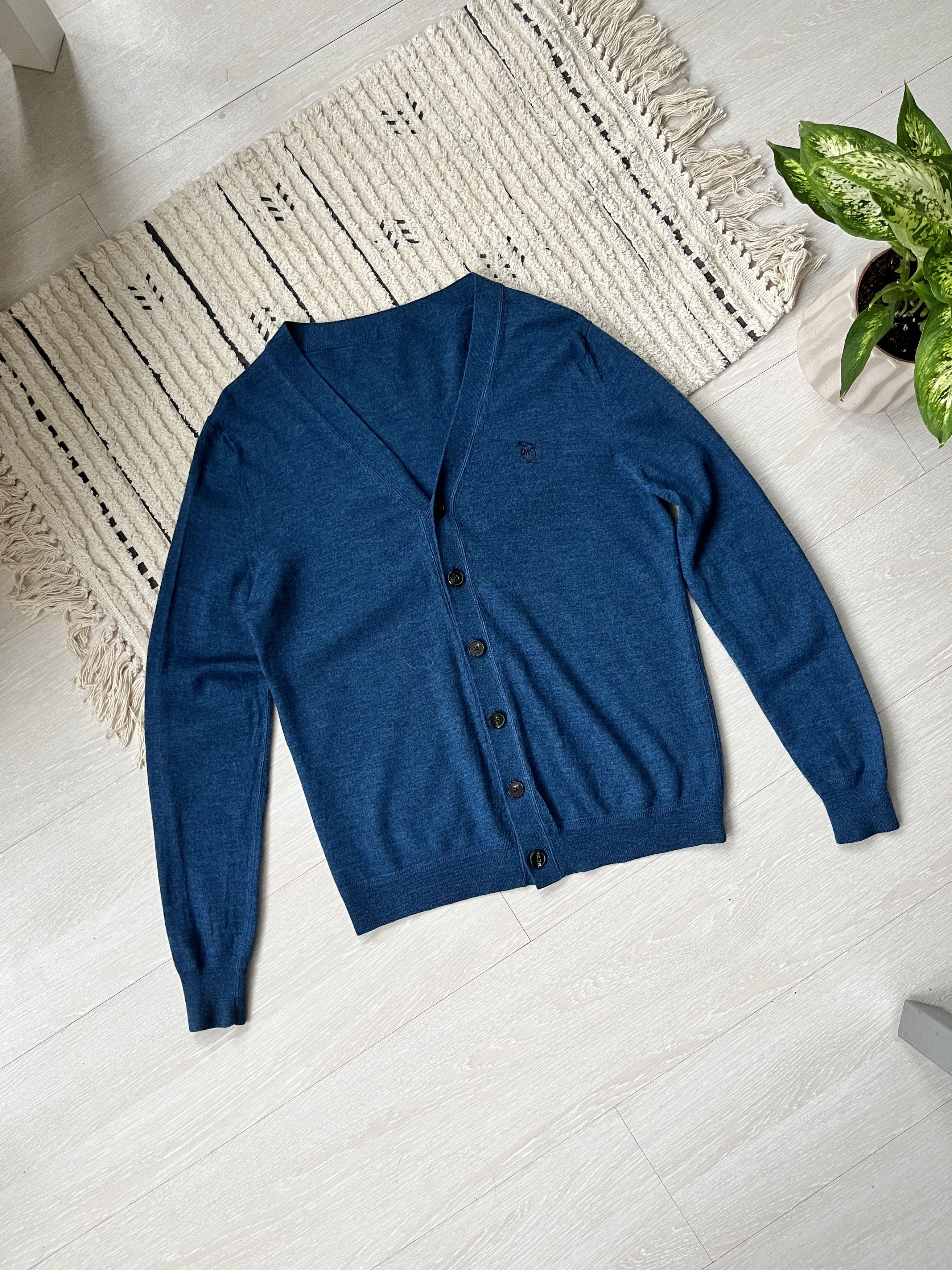 Alexander McQueen × MCQ Alexander McQueen Cardigan Blue Wool Embroidered Logo Size US L / EU 52-54 / 3 - 1 Thumbnail