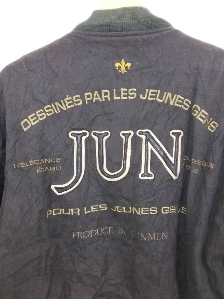 Vintage Vintage Jun Men Varsity Leather Sleeve Jacket Size US M / EU 48-50 / 2 - 6 Thumbnail