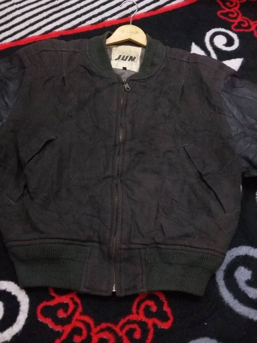 Vintage Vintage Jun Men Varsity Leather Sleeve Jacket Size US M / EU 48-50 / 2 - 10 Thumbnail