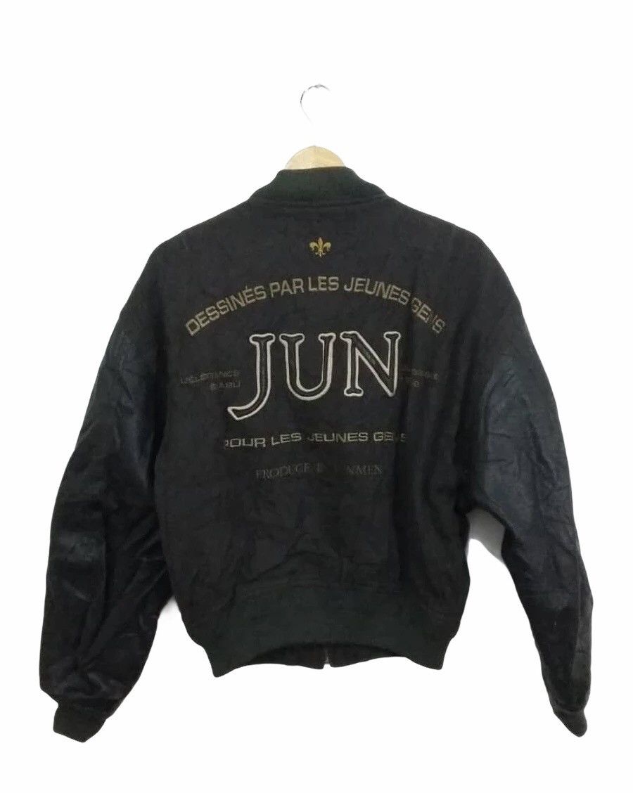 Vintage Jun Men Varsity Leather Sleeve Jacket