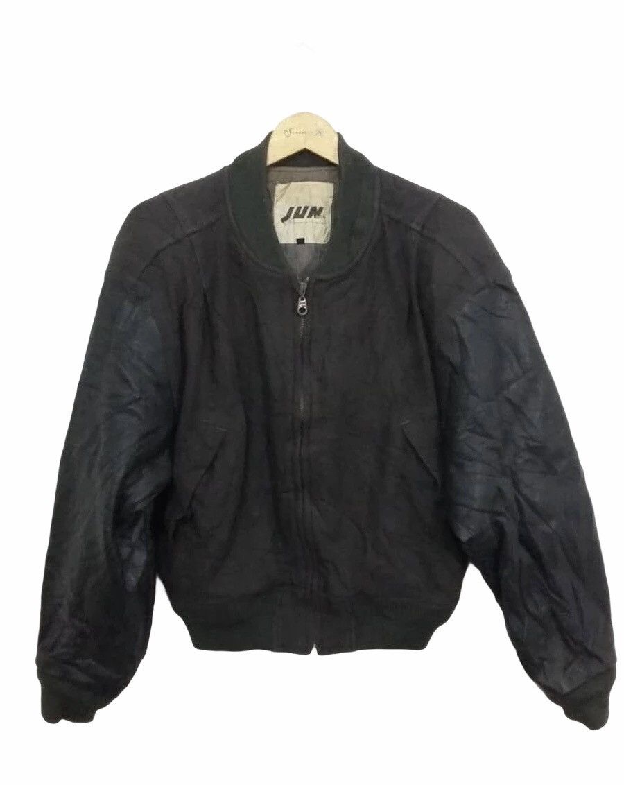 Vintage Vintage Jun Men Varsity Leather Sleeve Jacket Size US M / EU 48-50 / 2 - 2 Thumbnail