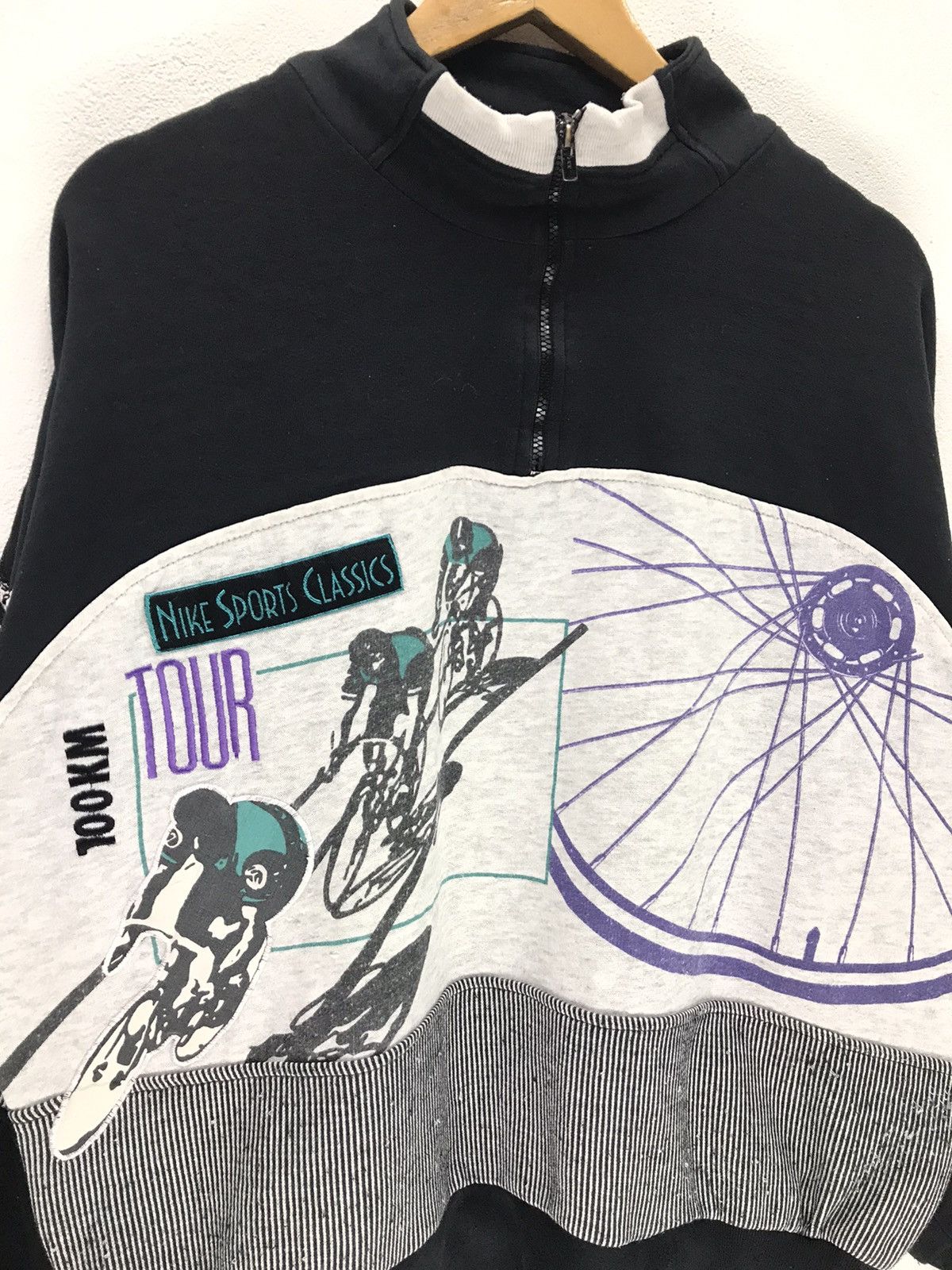 Nike Vintage 90s Nike Sport Classic Bicycle Multicolour Sweater Size US L / EU 52-54 / 3 - 2 Thumbnail