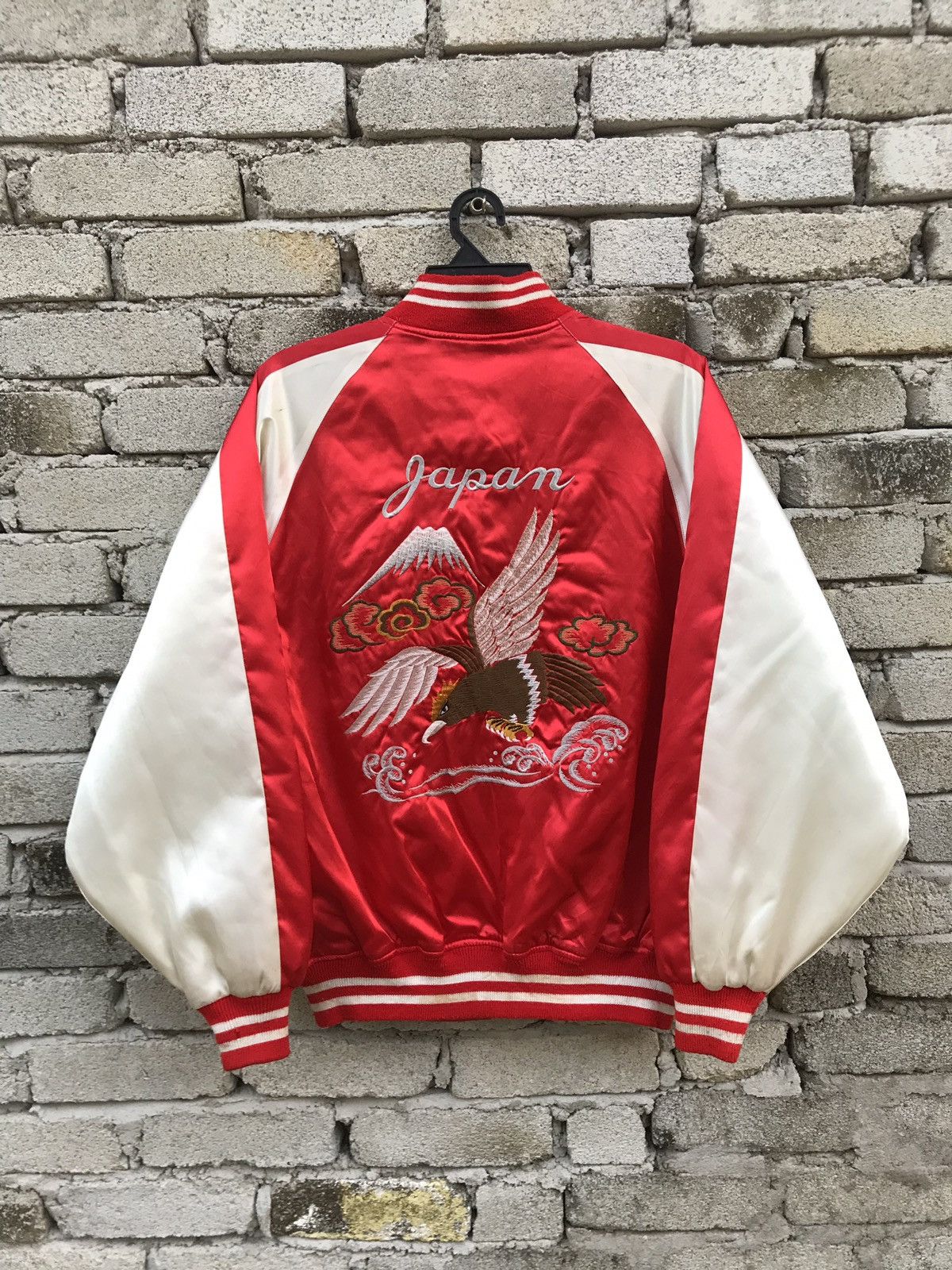 Sukajan Satin Jacket Embroidered Logo Japanese Brand Eagles