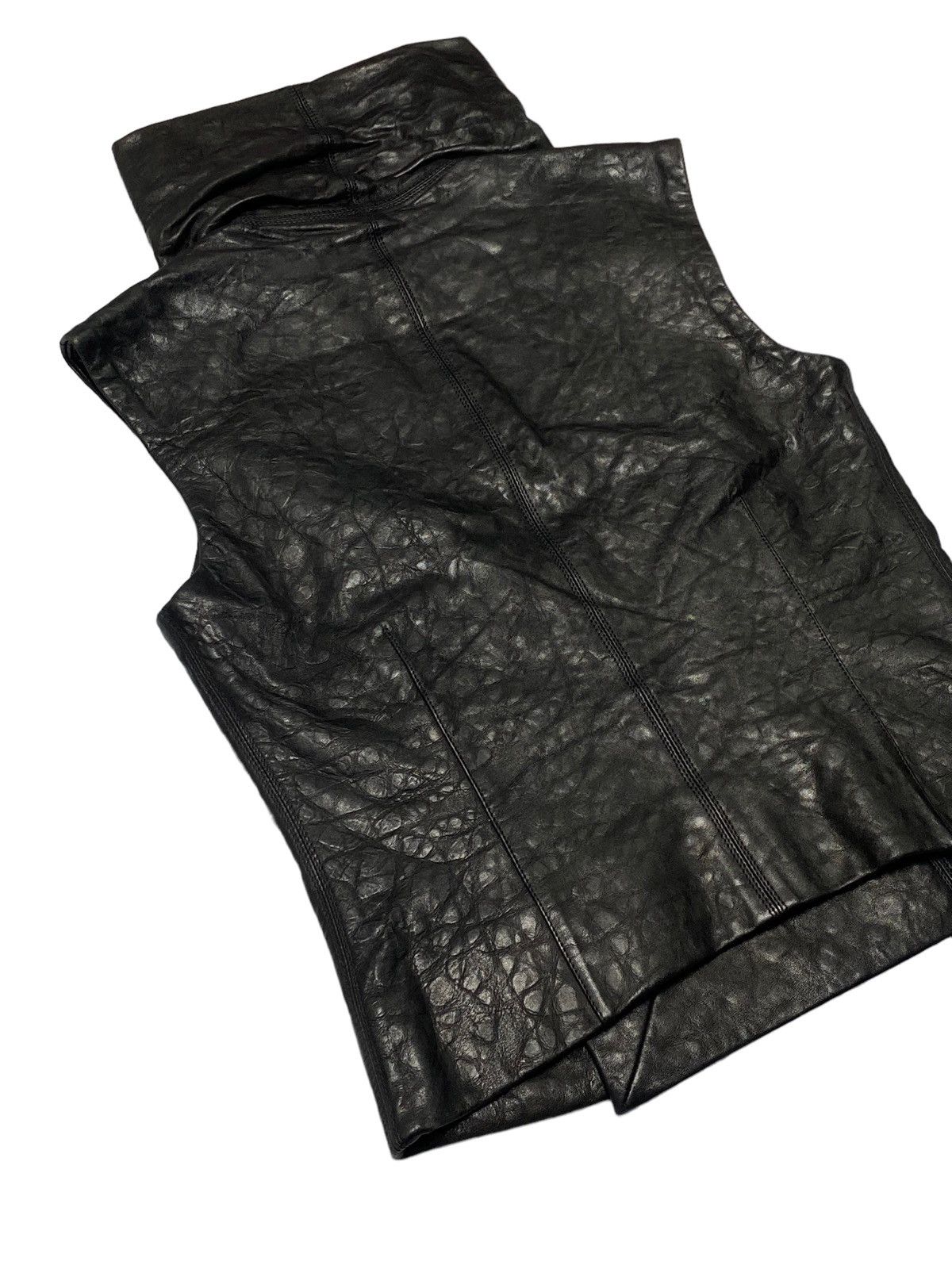 Rick Owens Nice Design‼️Rick Owens RP8713 Black Leather Biker Vest Size US XS / EU 42 / 0 - 17 Thumbnail
