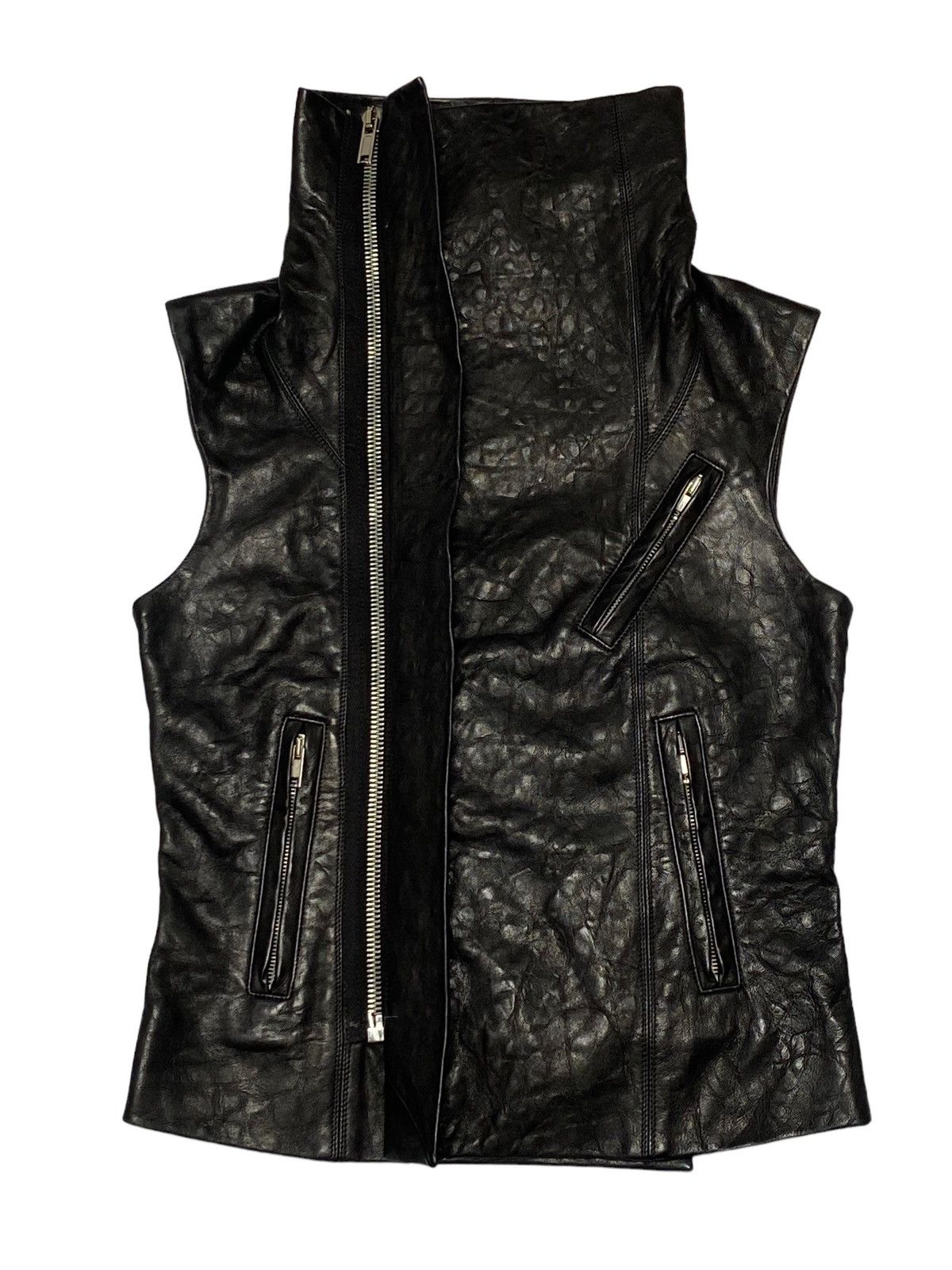Rick Owens Nice Design‼️Rick Owens RP8713 Black Leather Biker Vest Size US XS / EU 42 / 0 - 20 Thumbnail