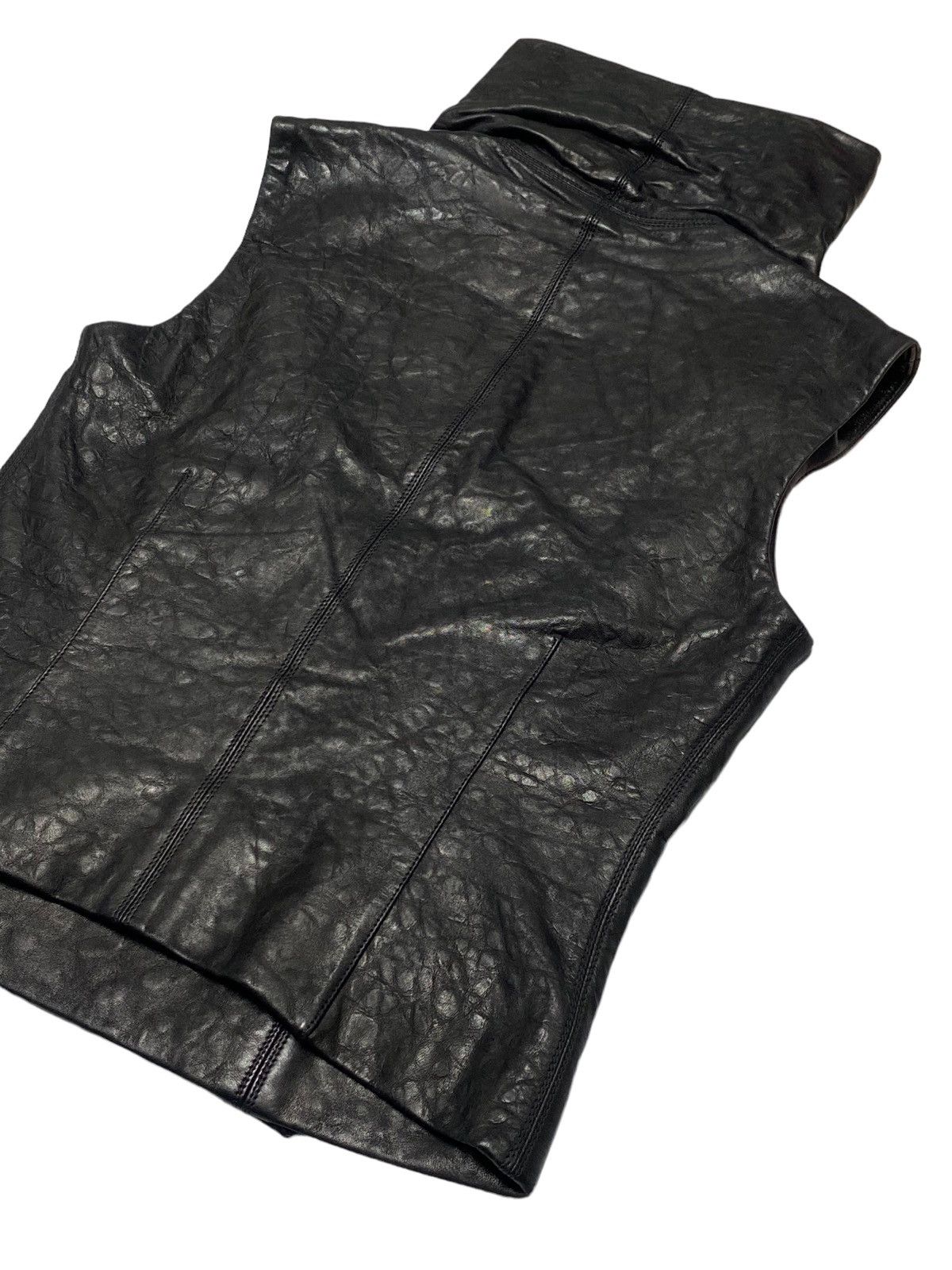 Rick Owens Nice Design‼️Rick Owens RP8713 Black Leather Biker Vest Size US XS / EU 42 / 0 - 18 Thumbnail