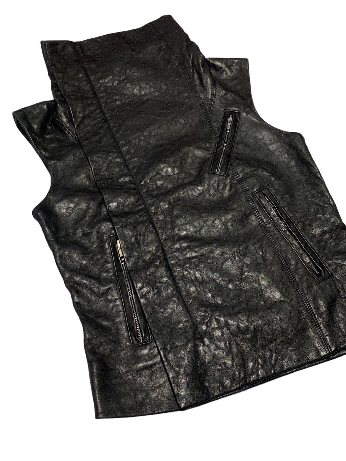 Rick Owens Nice Design‼️Rick Owens RP8713 Black Leather Biker Vest Size US XS / EU 42 / 0 - 15 Thumbnail