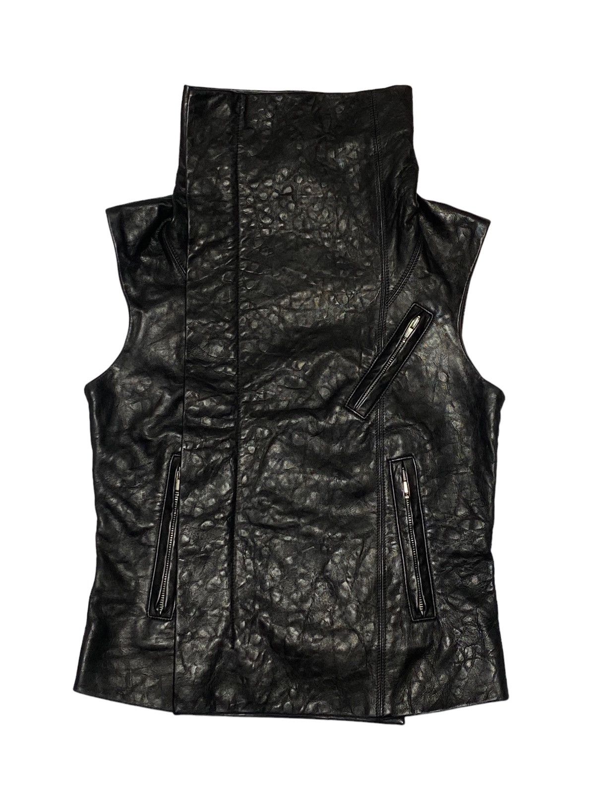 Rick Owens Nice Design‼️Rick Owens RP8713 Black Leather Biker Vest Size US XS / EU 42 / 0 - 2 Thumbnail