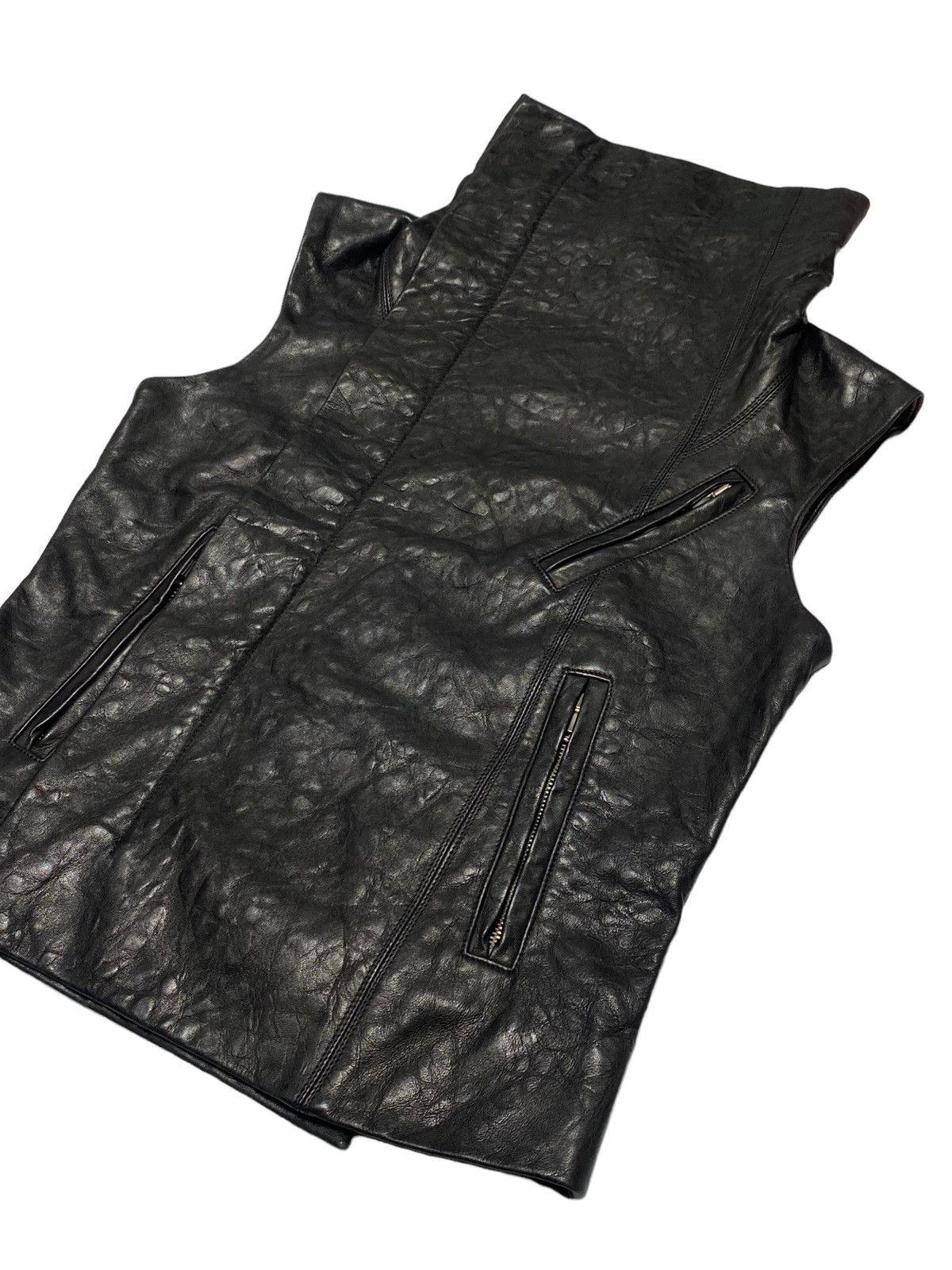 Rick Owens Nice Design‼️Rick Owens RP8713 Black Leather Biker Vest Size US XS / EU 42 / 0 - 16 Thumbnail