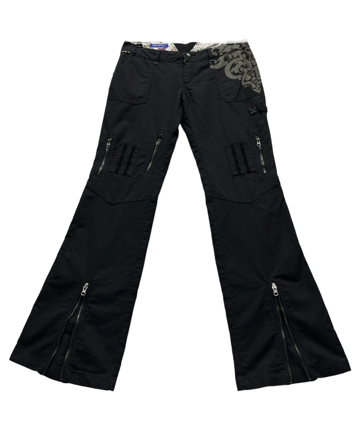 Seditionaries TRIPLE 5 SOUL Bondage Multizipper Tribal Tattoo Zipper Flare Size US 29 - 2 Thumbnail