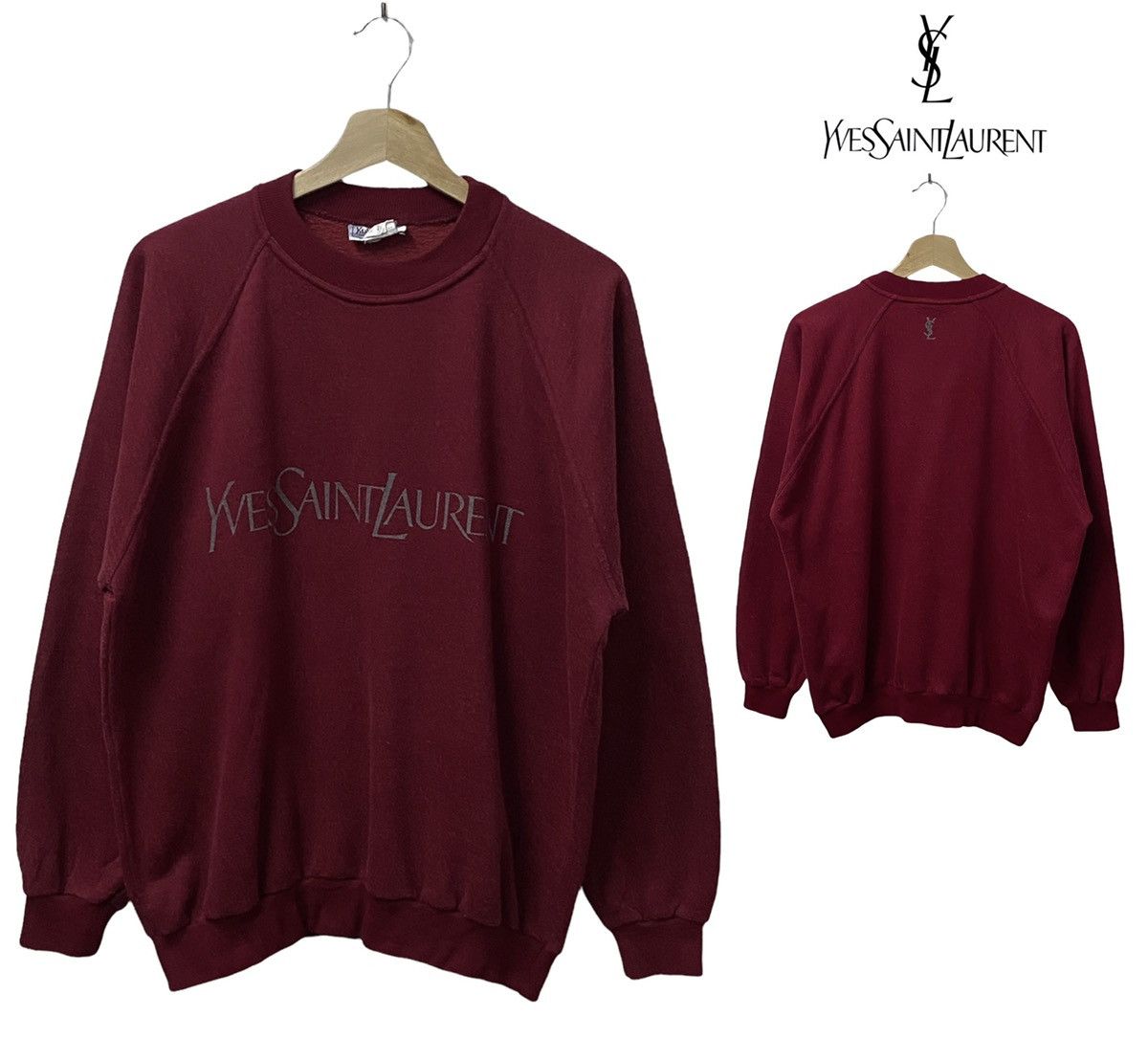 Vintage YVES SAINT LAURENT VINTAGE SWEATSHIRT RED SCRIPT Size US L / EU 52-54 / 3 - 1 Thumbnail