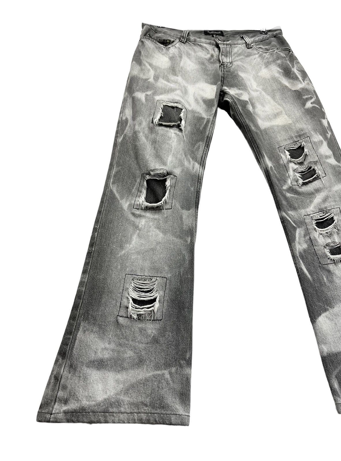 Japanese Brand ACID WASH FLARE🔥LOWBOX Japanese Brand Punk Distressed Denim Size US 32 / EU 48 - 3 Thumbnail