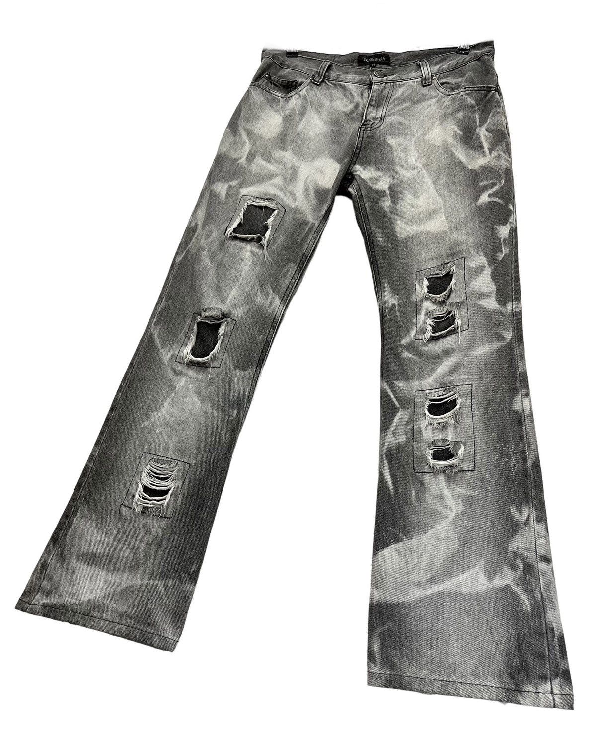 Japanese Brand ACID WASH FLARE🔥LOWBOX Japanese Brand Punk Distressed Denim Size US 32 / EU 48 - 1 Thumbnail