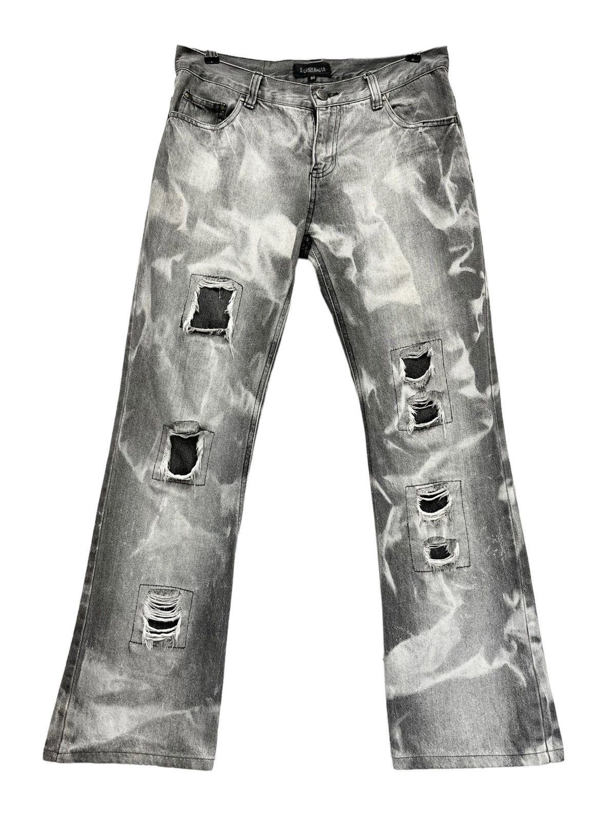 Japanese Brand ACID WASH FLARE🔥LOWBOX Japanese Brand Punk Distressed Denim Size US 32 / EU 48 - 2 Thumbnail