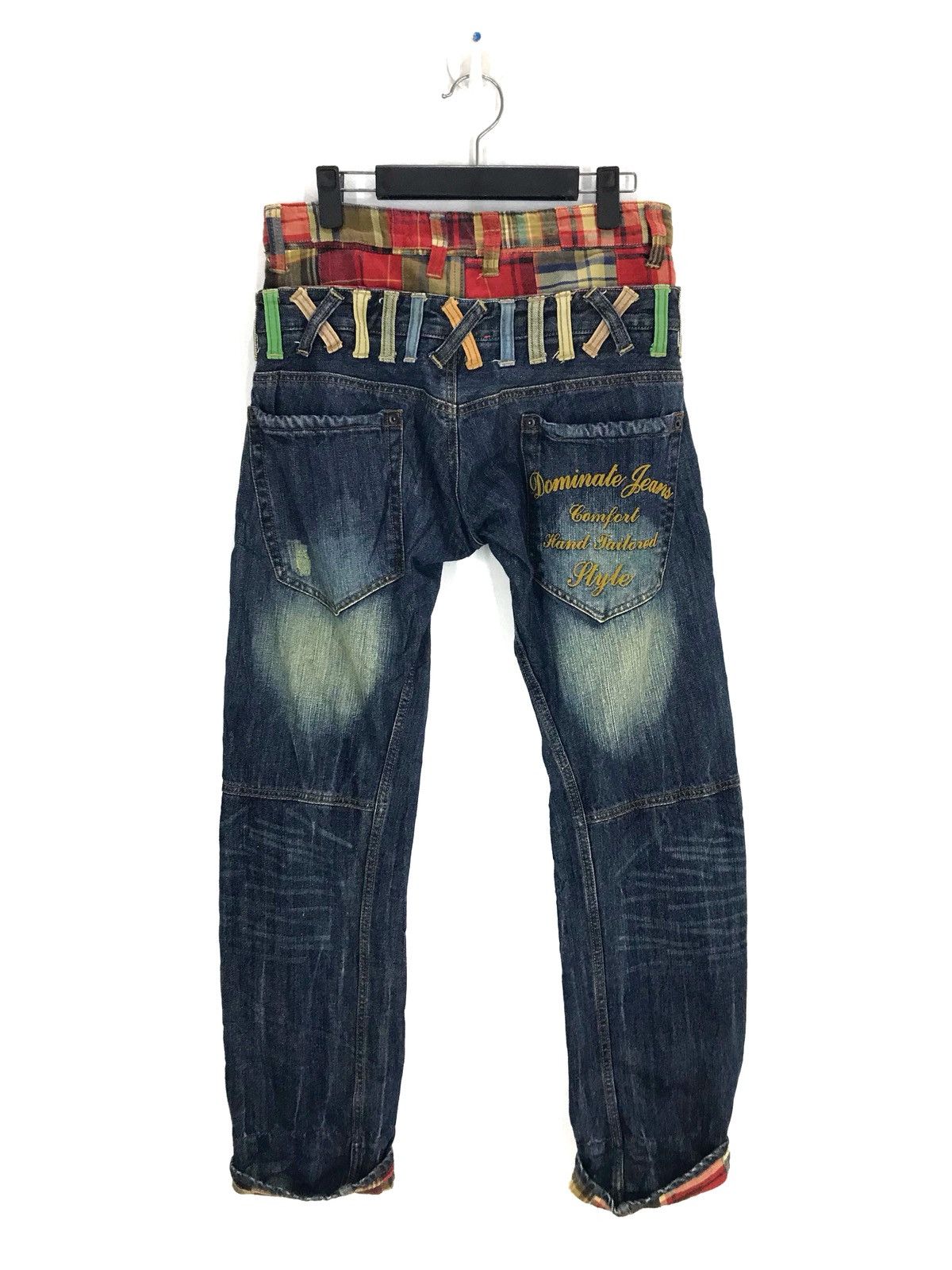 Comme des Garcons × Undercover Dominate Japan Checkered Double Waist Denim Jeans Size US 29 - 6 Thumbnail