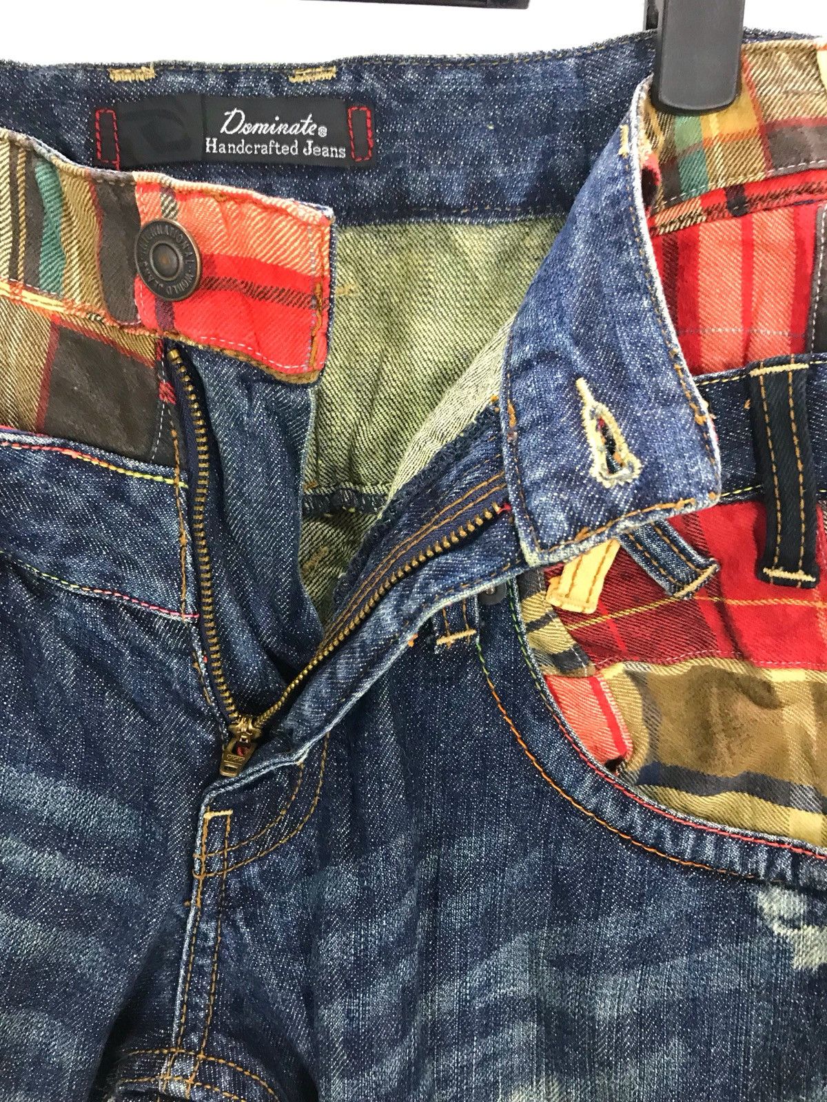 Comme des Garcons × Undercover Dominate Japan Checkered Double Waist Denim Jeans Size US 29 - 10 Thumbnail