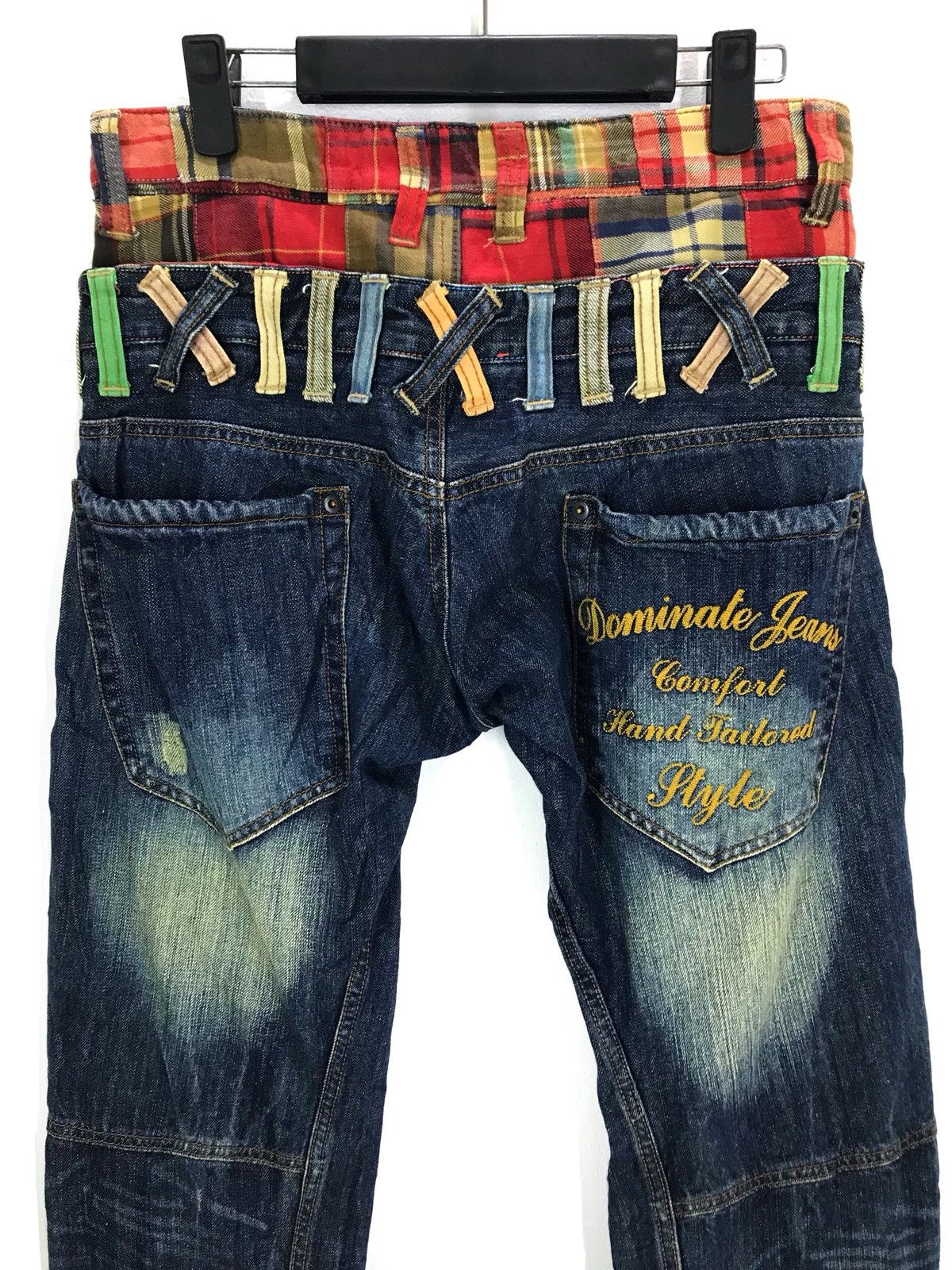 Comme des Garcons × Undercover Dominate Japan Checkered Double Waist Denim Jeans Size US 29 - 7 Thumbnail