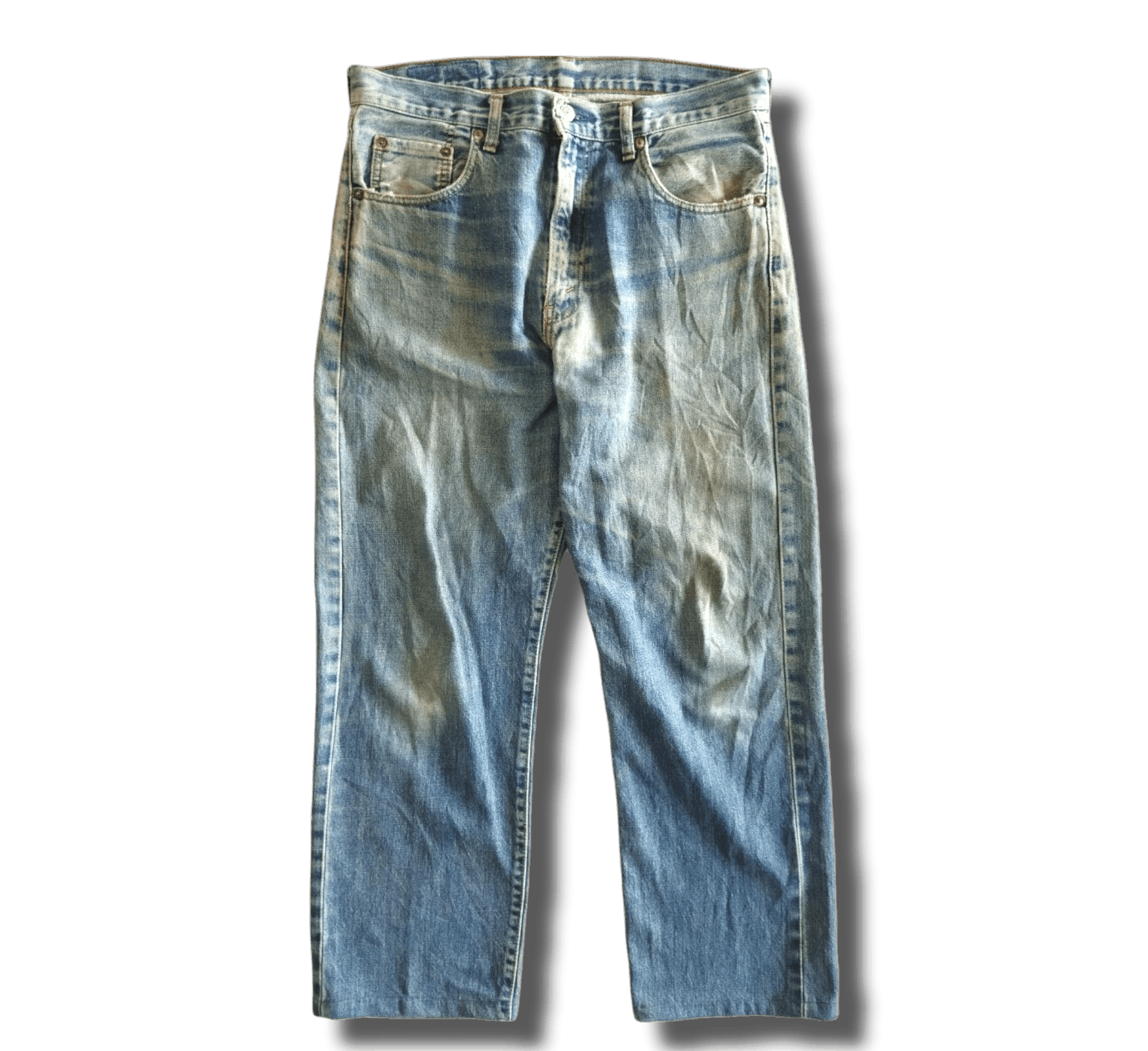 image of vintage Levis 502 Capital E Selvedge Distressed Denim in Blue Distressed, Men's (Size 34)