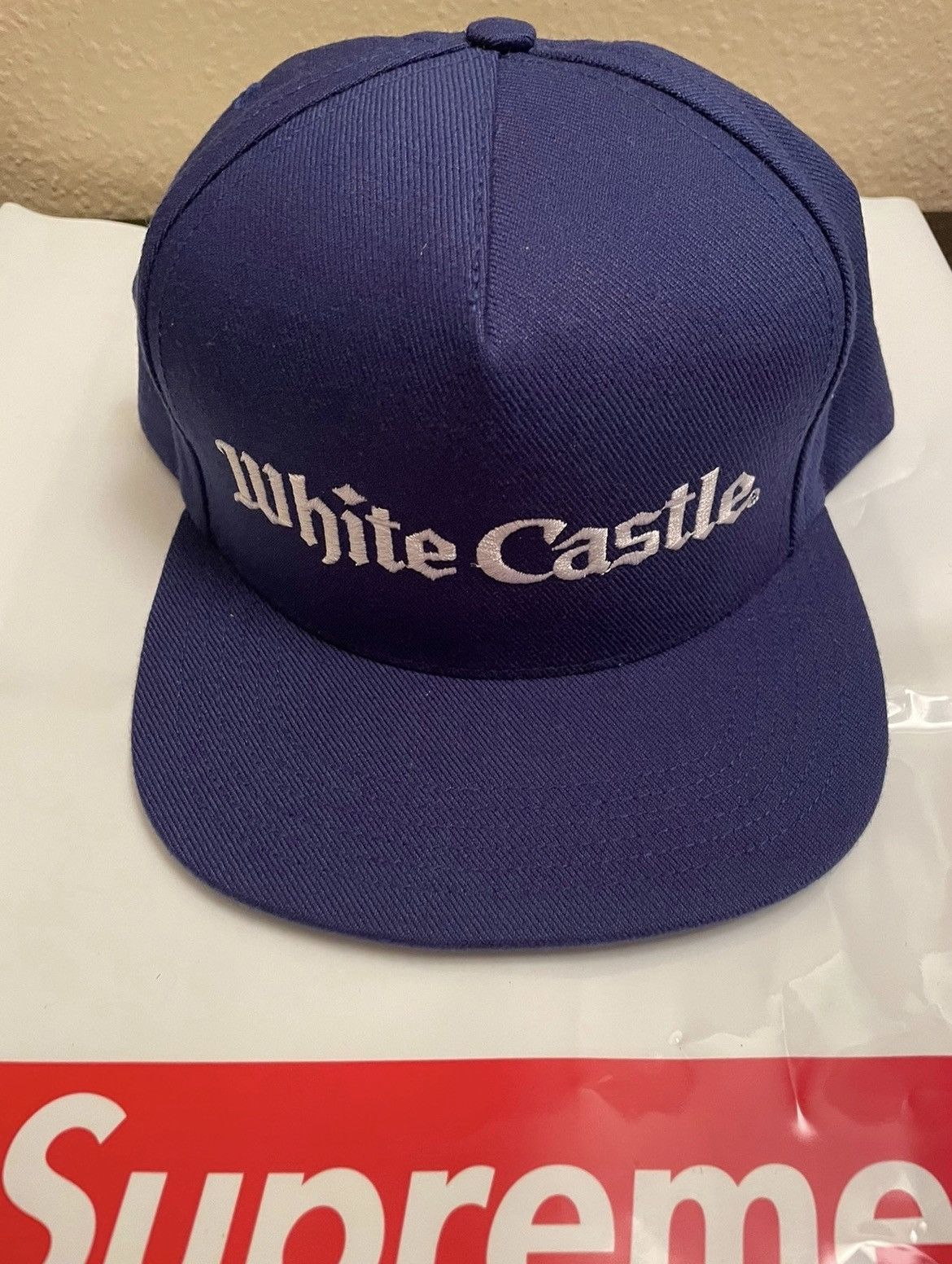 image of Supreme White Castle 5 Panel Cap in Blue, Men's