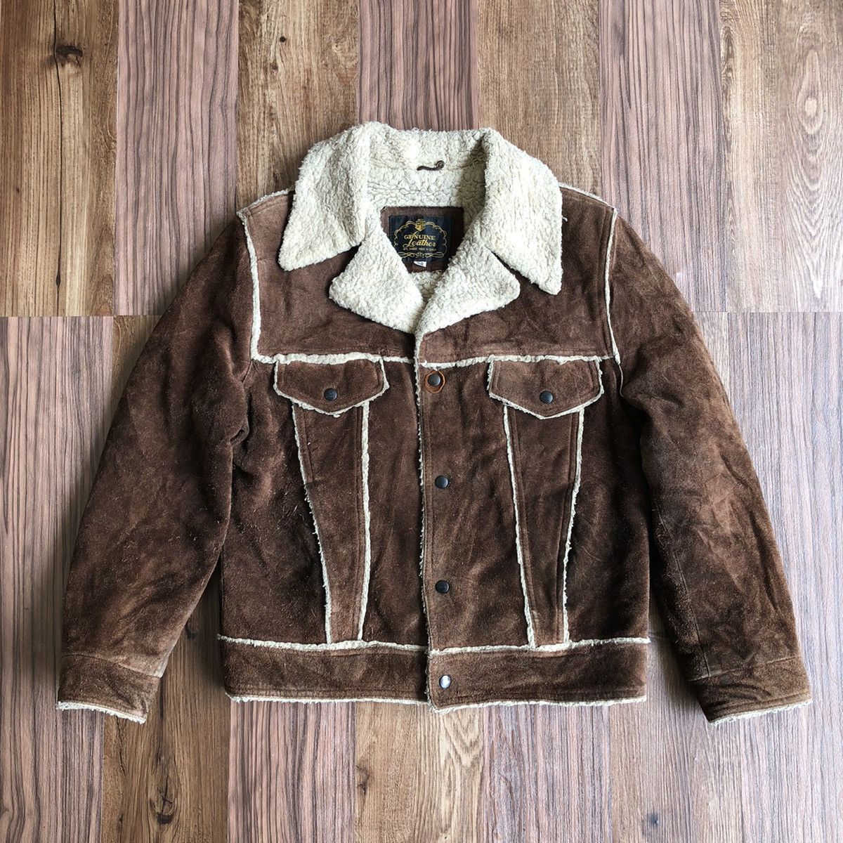 Vintage Vintage Leather Jacket With Lining Sherpa Size US M / EU 48-50 / 2 - 9 Thumbnail