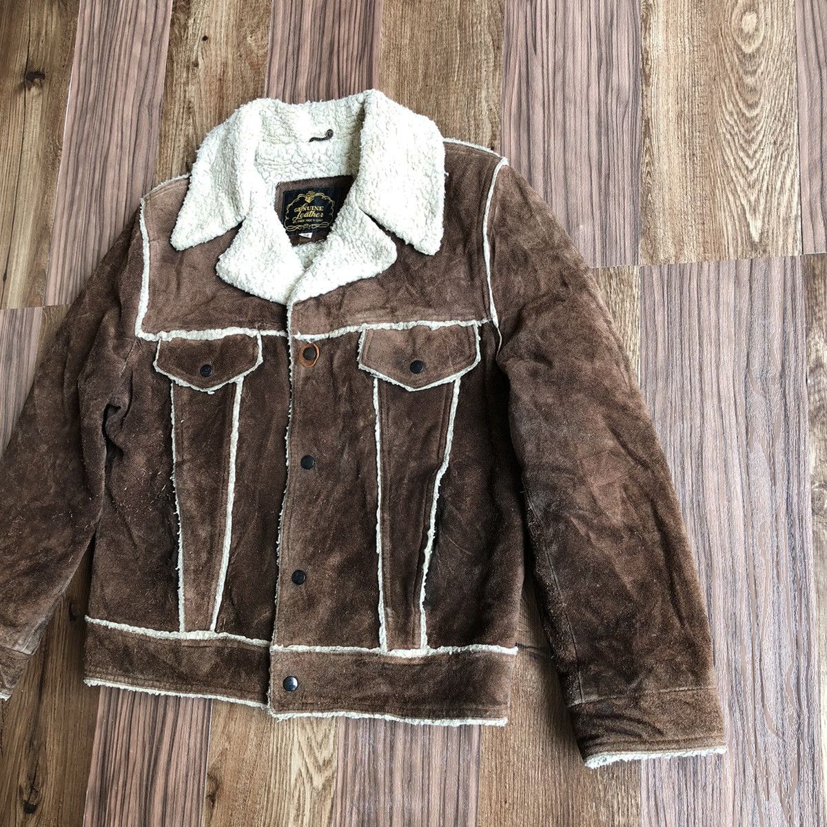 Vintage Vintage Leather Jacket With Lining Sherpa Size US M / EU 48-50 / 2 - 2 Thumbnail