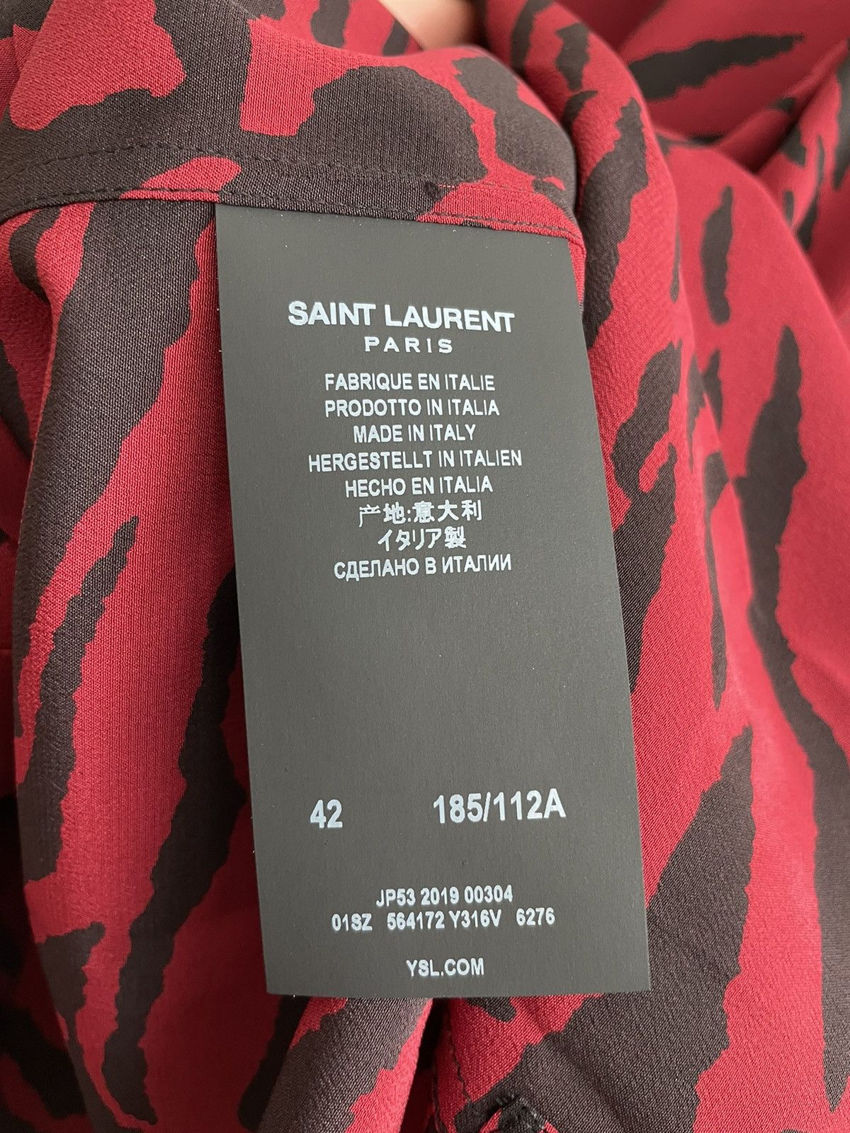Hedi Slimane × Saint Laurent Paris × Yves Saint Laurent $1,450 New Super Runway 100% Silk Tiger Zebra Print Shirt Size US XL / EU 56 / 4 - 9 Thumbnail