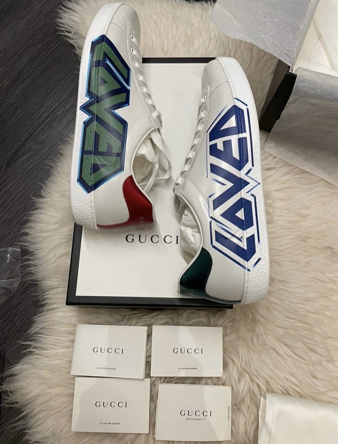 Gucci Super Runway Limited Edition LOVED ACE Leather Sneakers New Size US 10.5 / EU 43-44 - 4 Thumbnail