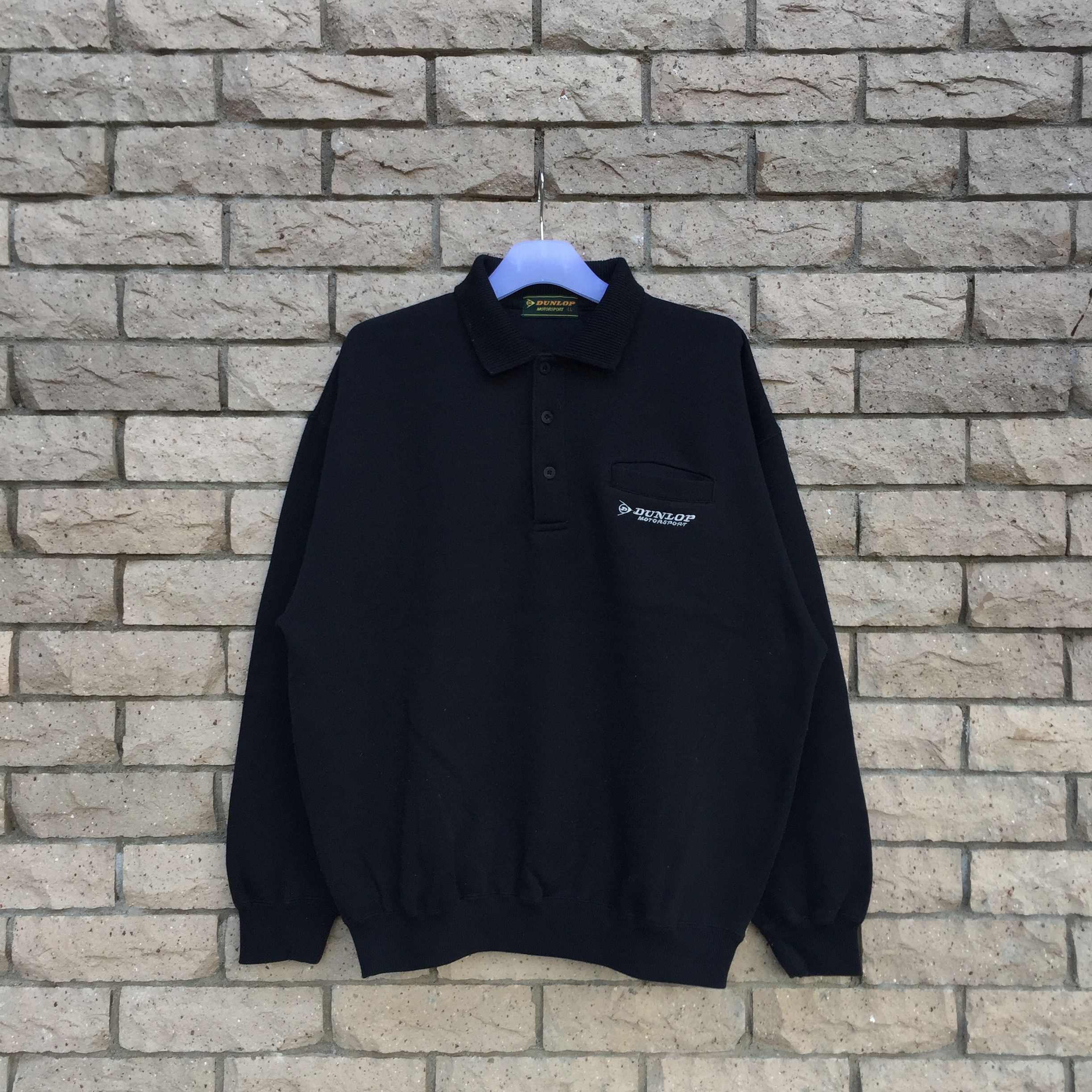 DUNLOP MOTORSPORT sweatshirt spell out embroidered logo