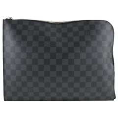 Louis Vuitton Black Damier Graphite Pochette Jour PM Document Bag 574lvs614