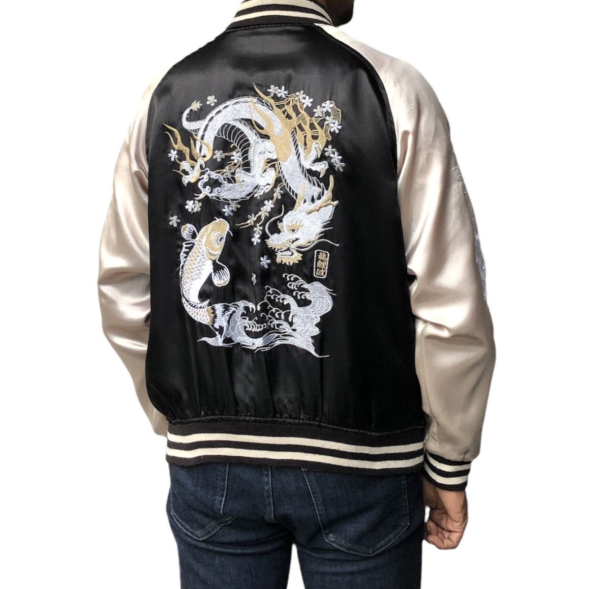 Japanese Brand Japanese Traditional Dragon and Koi Sukajan Bomber Jacket Size US M / EU 48-50 / 2 - 3 Thumbnail