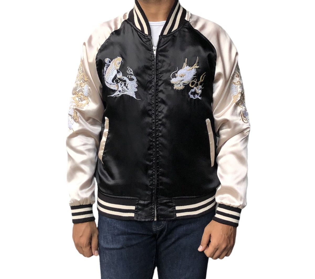 Japanese Brand Japanese Traditional Dragon and Koi Sukajan Bomber Jacket Size US M / EU 48-50 / 2 - 4 Thumbnail