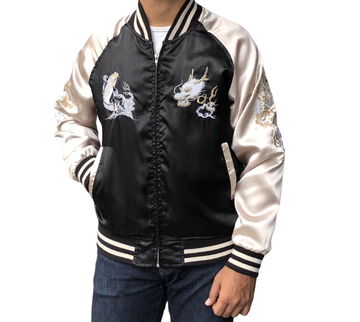 Japanese Brand Japanese Traditional Dragon and Koi Sukajan Bomber Jacket Size US M / EU 48-50 / 2 - 6 Thumbnail