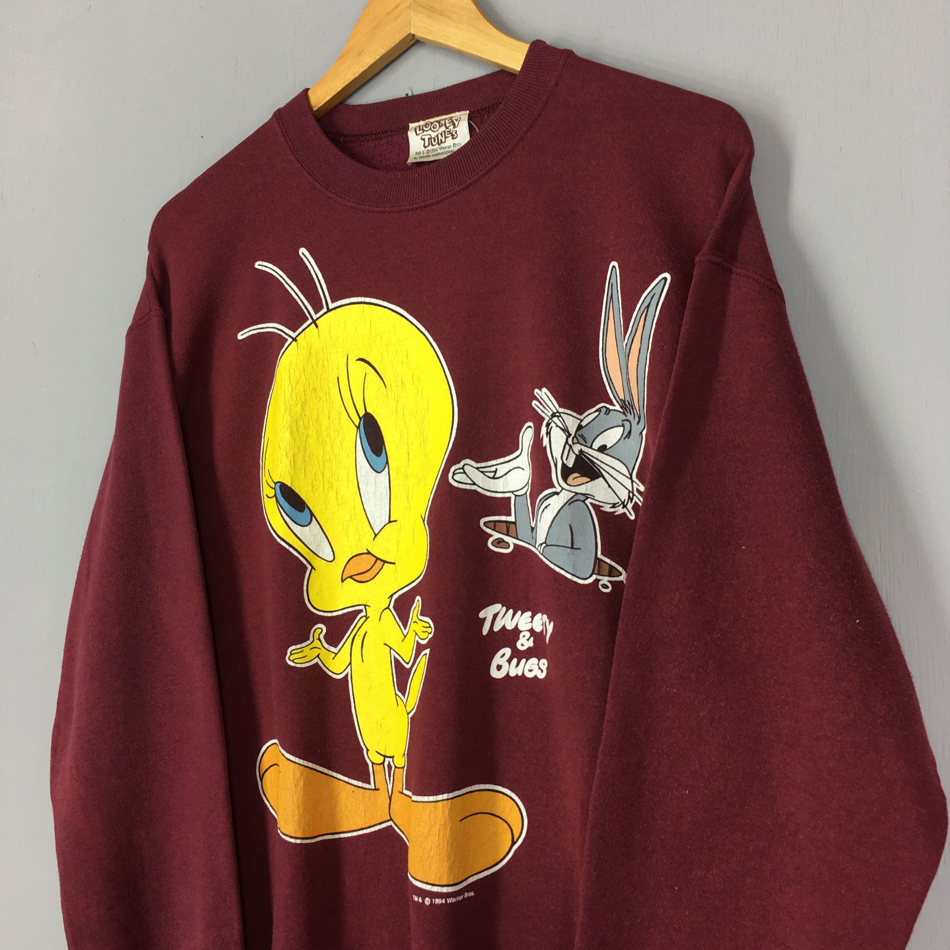 Cartoon Network × Vintage × Warner Bros Vintage 90s Looney Tunes Tweety And Bugs Sweatshirt Size M Size US M / EU 48-50 / 2 - 3 Thumbnail