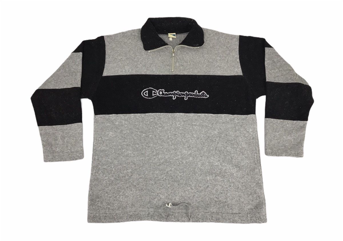 Champion × Vintage Vintage Champions Striped Block Half Zip Spell Out Style Size US L / EU 52-54 / 3 - 1 Thumbnail