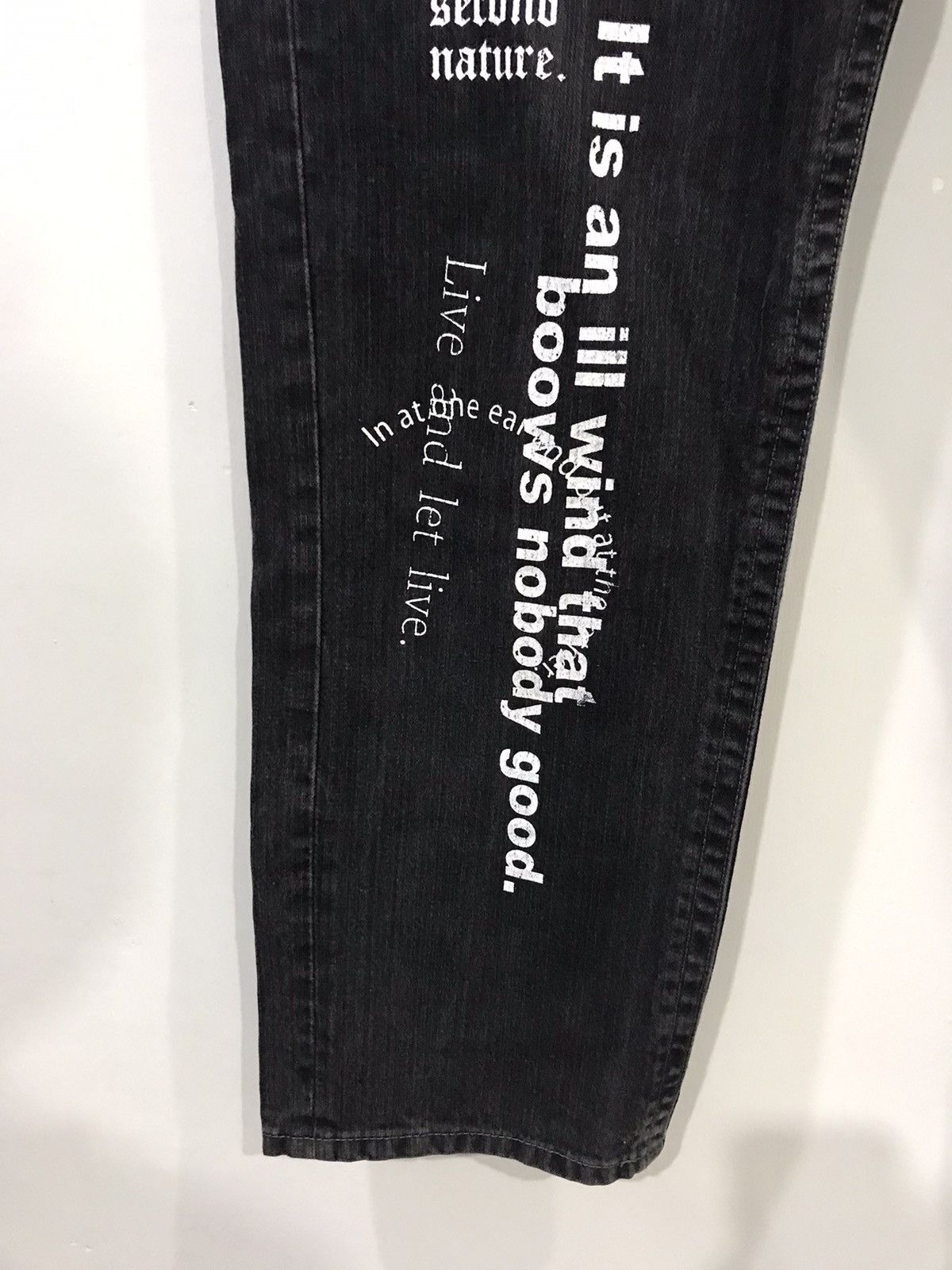 Designer × Japanese Brand × Seditionaries Double Waist🔥Japanese Motto Skull Poem Junya Punk Denim Size US 32 / EU 48 - 9 Thumbnail
