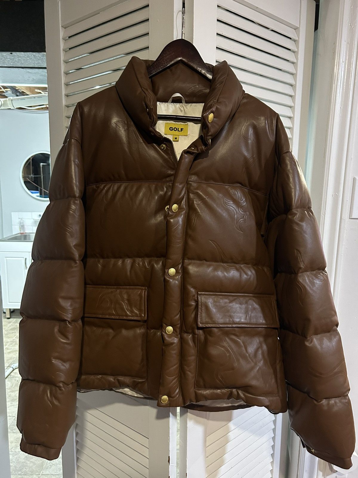 Golf Wang Golf Wang Brown Leather Flame Puffer | Grailed
