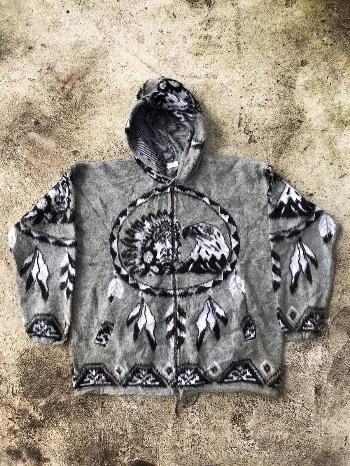 Indian Motorcycle RARE COWICHAN INDIAN WOOL SPELLOUT JACKET HOODIE Size US L / EU 52-54 / 3 - 3 Thumbnail