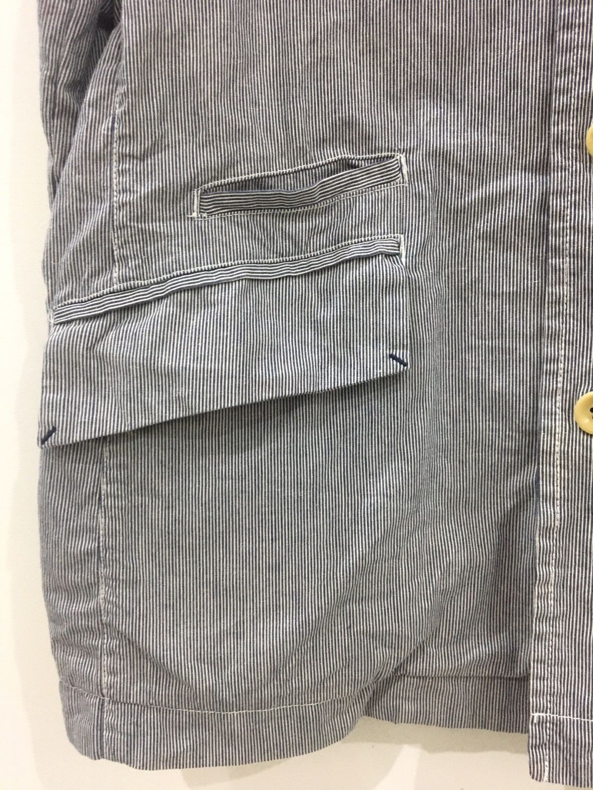 Japanese Brand JUNMEN - STRIPE GREY CHORE MILITARY MULTI POCKET JACKET Size US L / EU 52-54 / 3 - 6 Thumbnail
