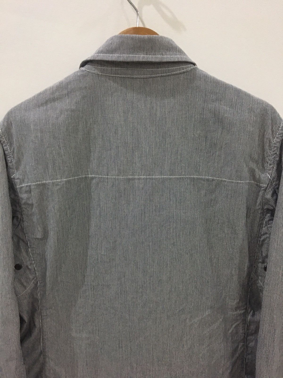 Japanese Brand JUNMEN - STRIPE GREY CHORE MILITARY MULTI POCKET JACKET Size US L / EU 52-54 / 3 - 8 Thumbnail