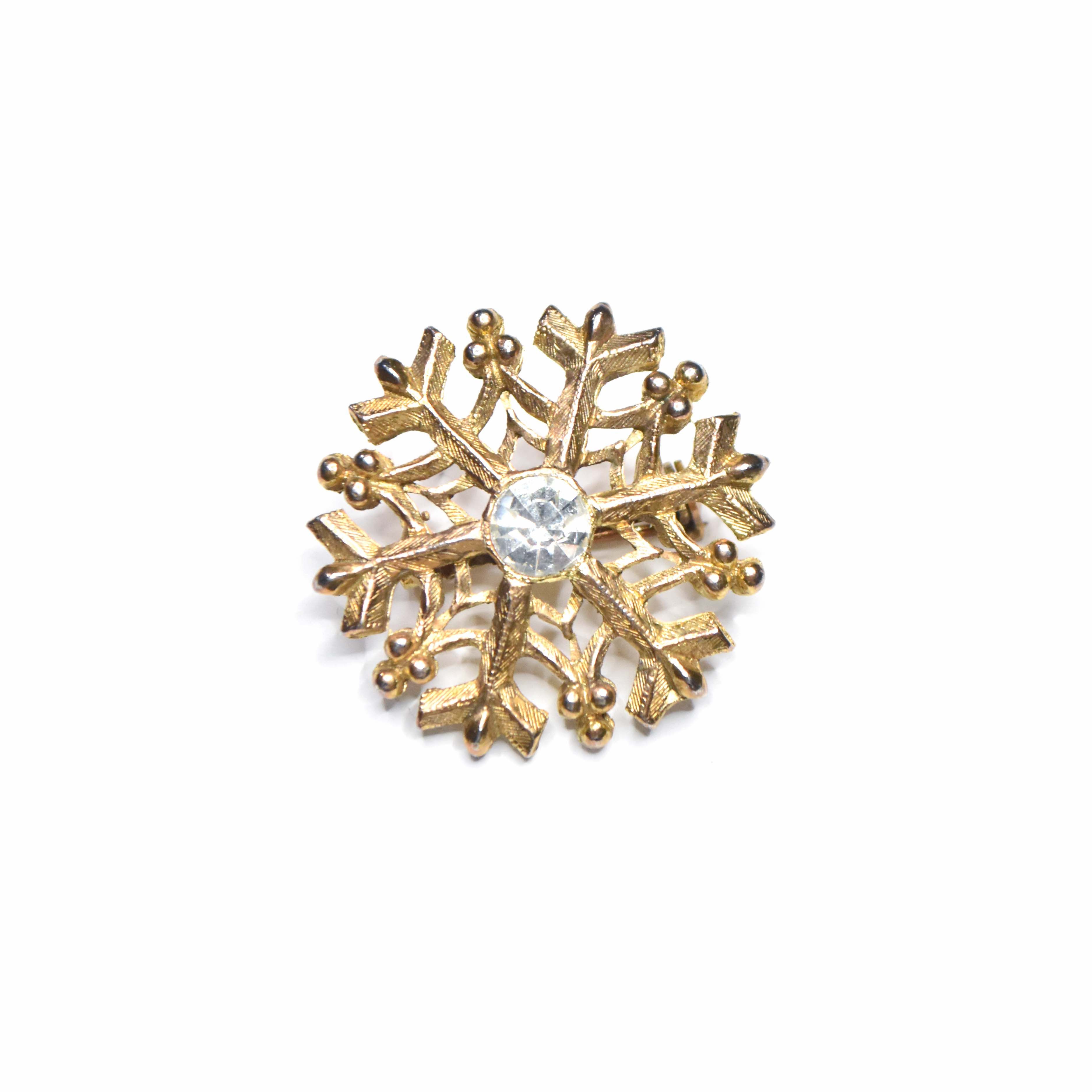 Vintage Snowflake Crystal Brooch Pin - Rhinestone Corsage Pin For Women, Wedding, Party, Gift
