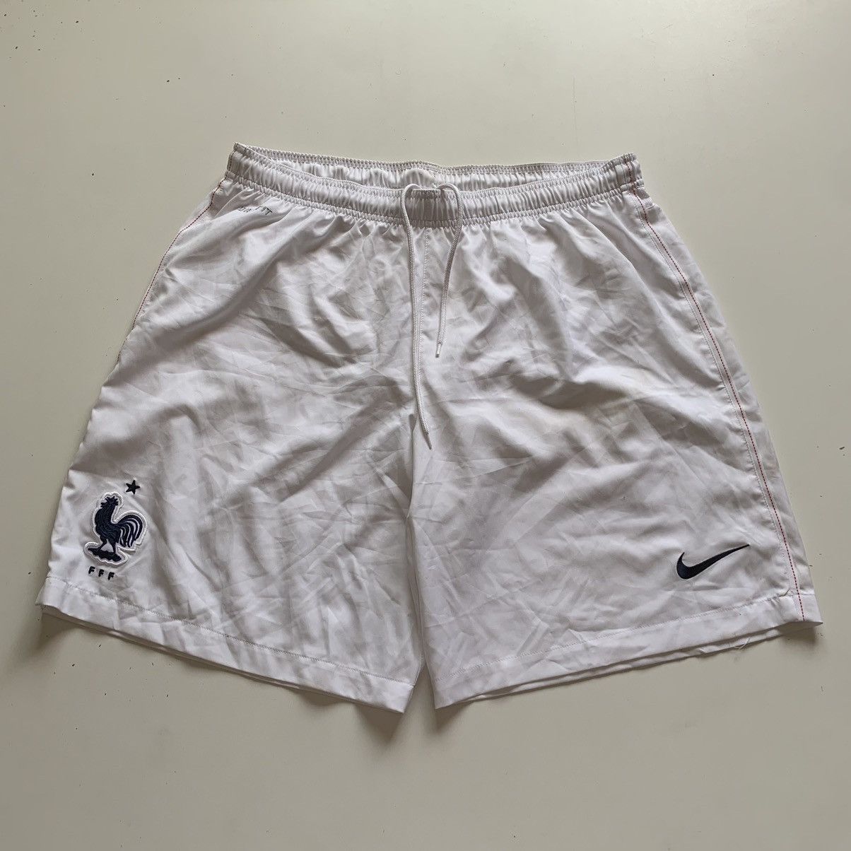 Vintage y2k Nike embroidered swoosh FFF soccer shorts white