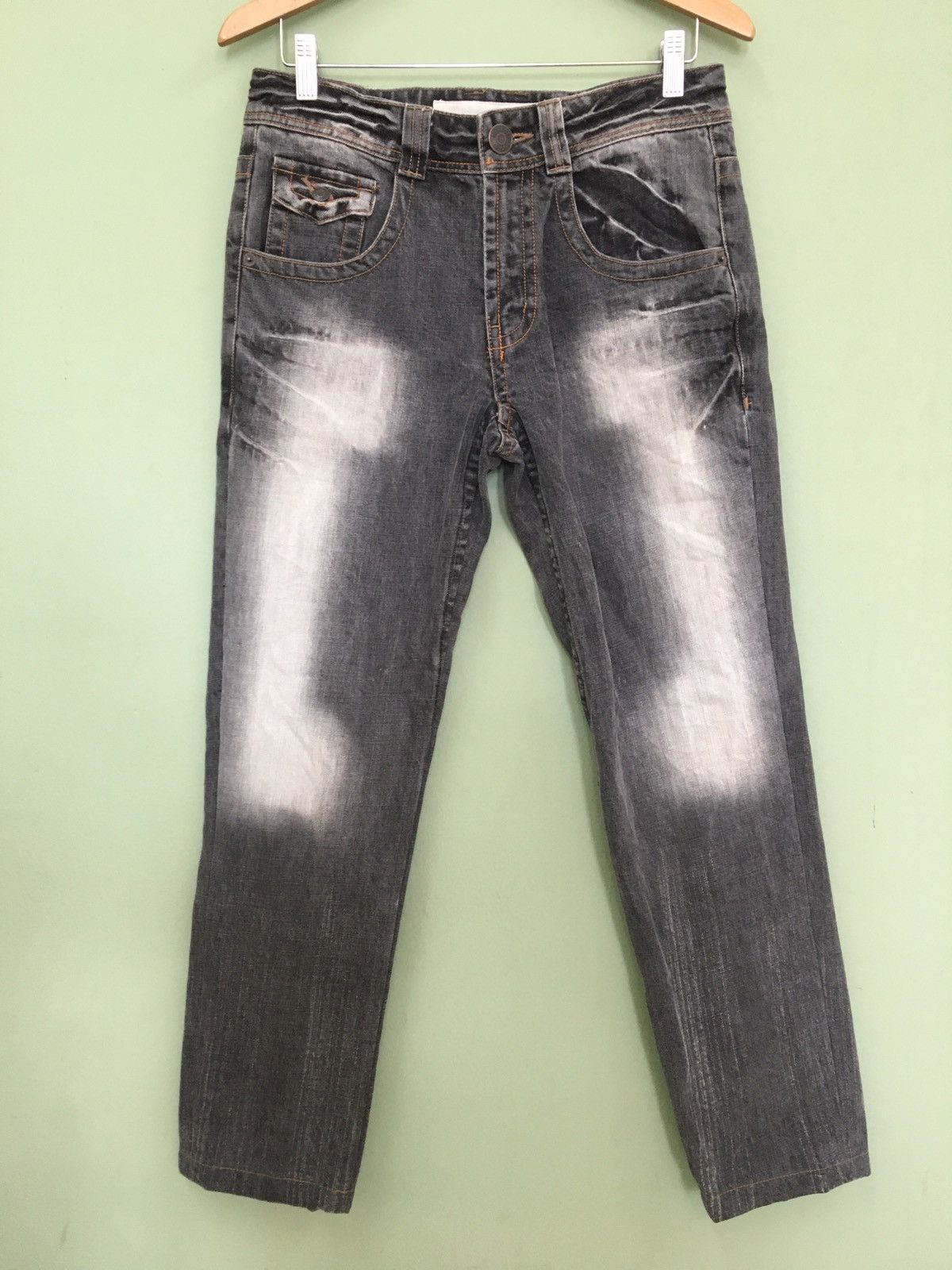 Designer HYSTERICS CLOTHING LINE SLIM FIT WASHED DESTROYED JEANS Size US 30 / EU 46 - 2 Thumbnail