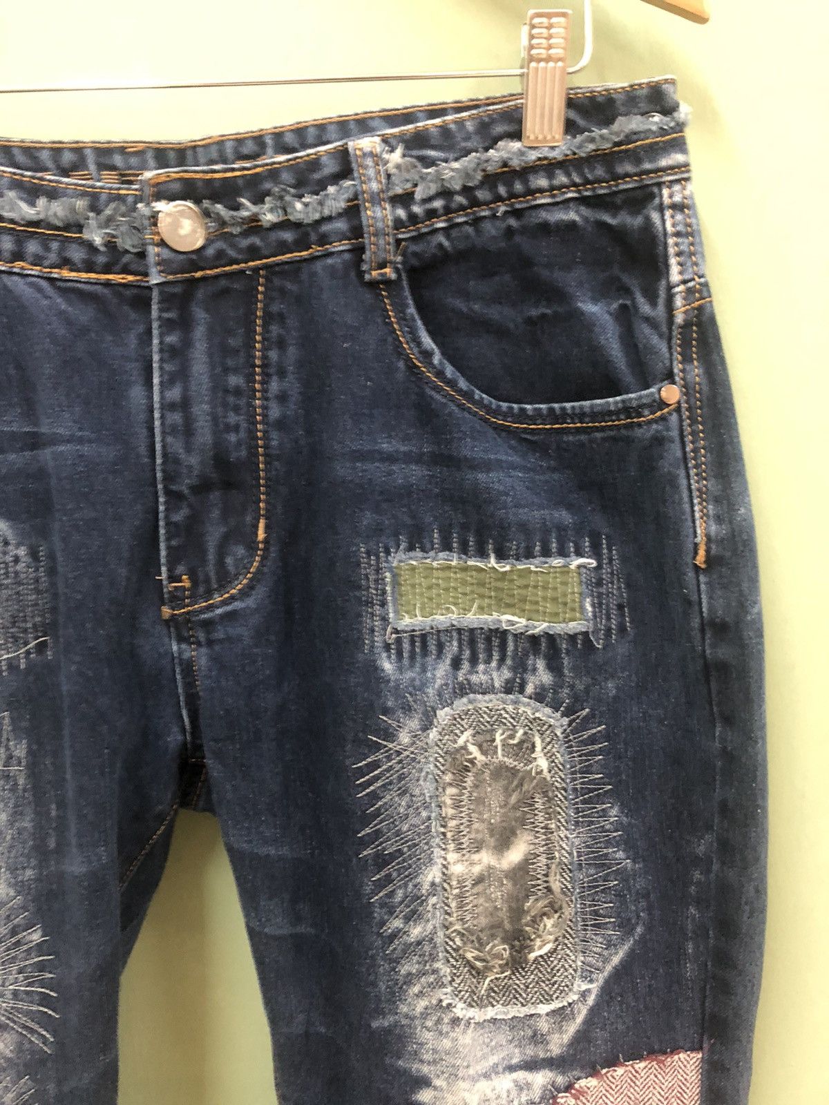 Japanese Brand 🔥JAPANESE BRANDS - SLIM TAPERED FIT SASHIKO KAPITAL JEANS Size US 34 / EU 50 - 6 Thumbnail