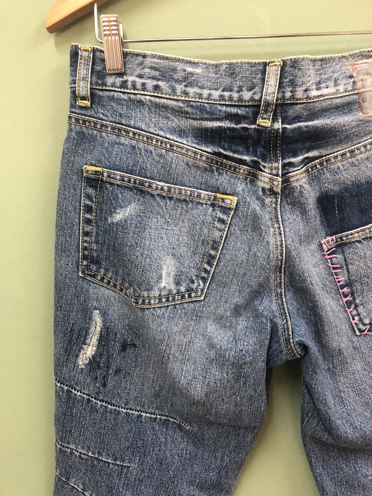 Hysteric Glamour × Japanese Brand BISON - SLIM FIT REBUILED BORO PATCHWORK DISTRESSED JEANS Size US 30 / EU 46 - 9 Thumbnail
