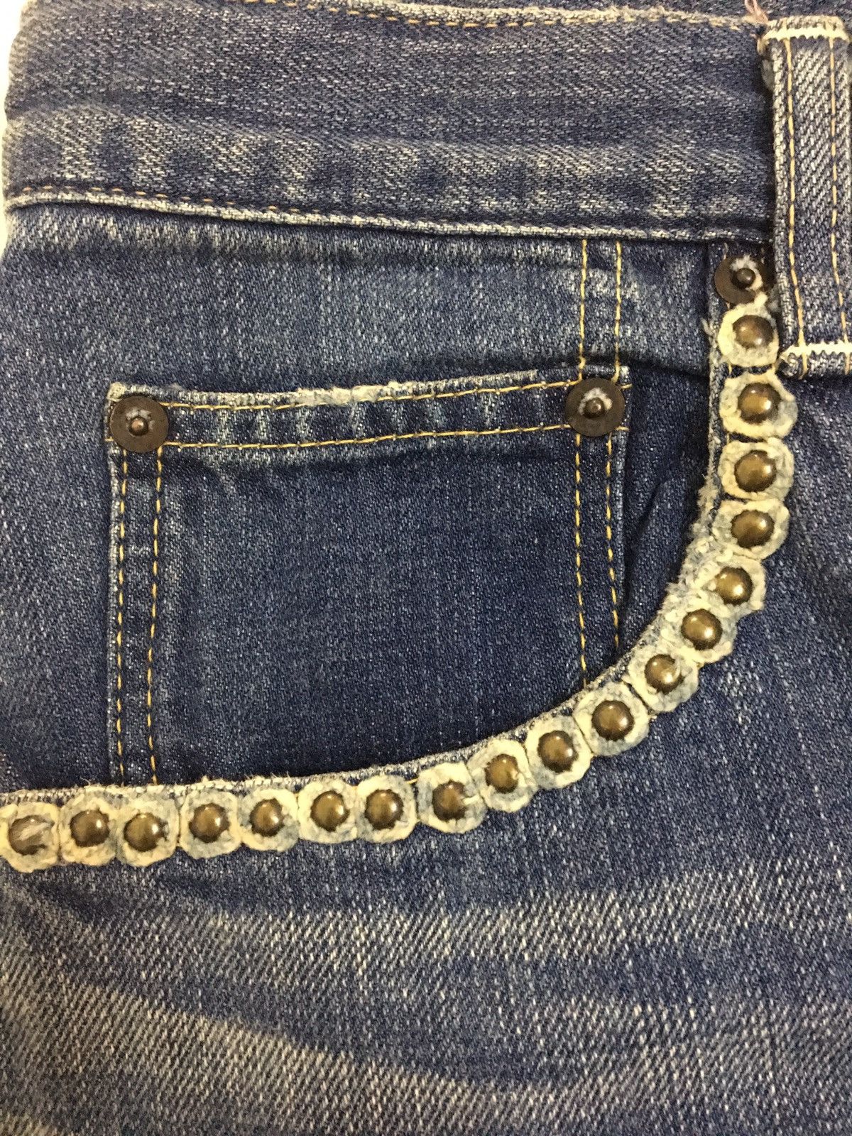Designer × Japanese Brand × Kiminori Morishita KIMINORI MORISHITA- DISTRESSED PATCHWORK JEANS/RIVET POCKET Size US 31 - 7 Thumbnail